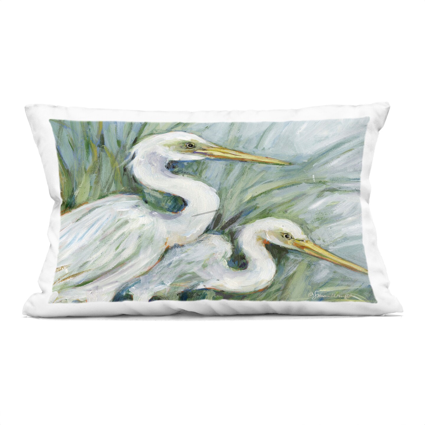 Stupell Industries White Herons Habitat Decorative Printed Throw Pillow, design by Susan Winget, 14 x 7 x 20
