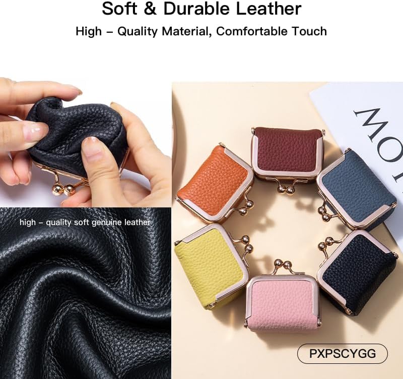 Genuine Leather Mini Jewelry Box – Vintage-Inspired Travel Organizer for Rings, Earrings, Necklaces & Bracelets, Compact Kiss Lock Case, Perfect Gift for Women (Red)