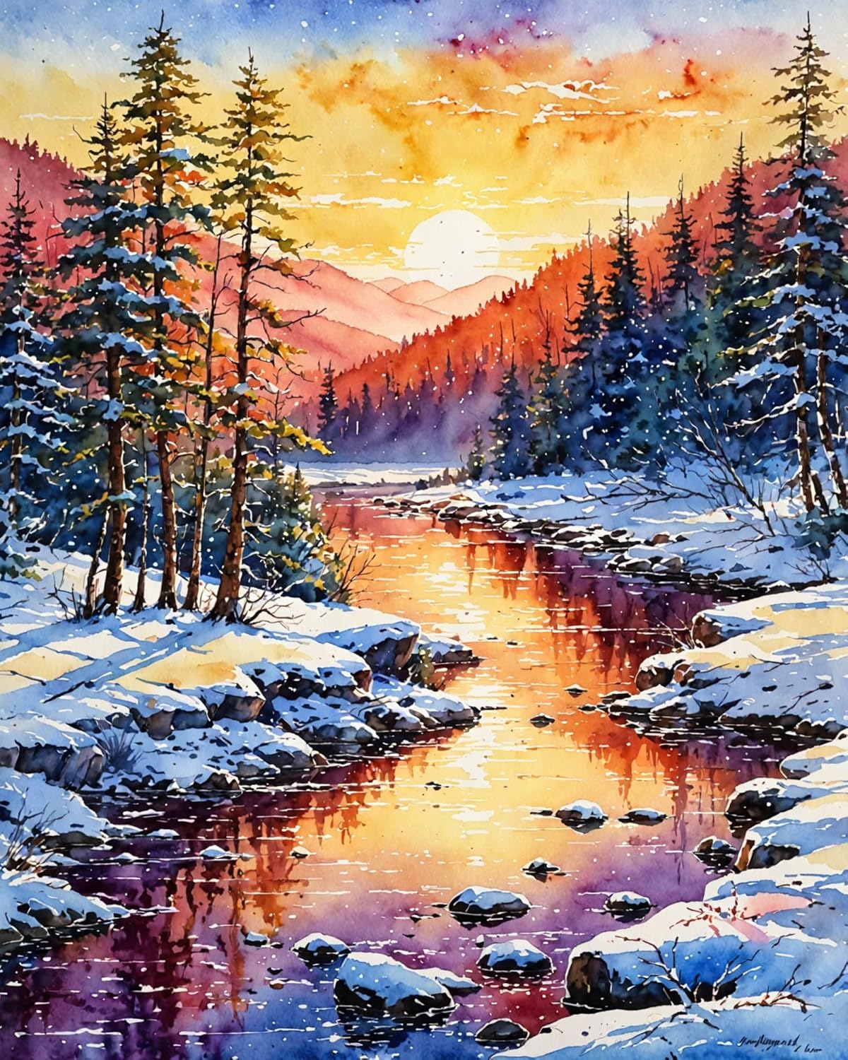 Paint by Numbers Kit for Adults Beginner, Winter Forest Paint by Number Kits On Canvas Snow Adults&#x27; Paint-by-Number Kits DIY Oil Painting Christma Gift Home Wall Decor 16x20 Inch