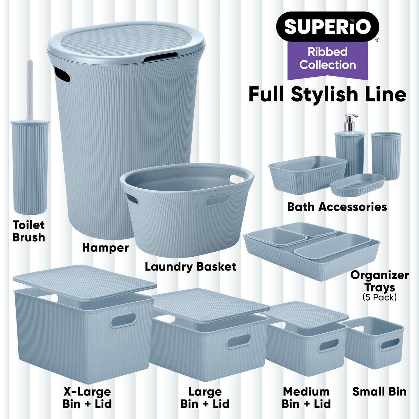 Superio Plastic Storage Container Bins, Organizer Baskets, Boxes for Organizing Closet Shelves Drawer Shelf