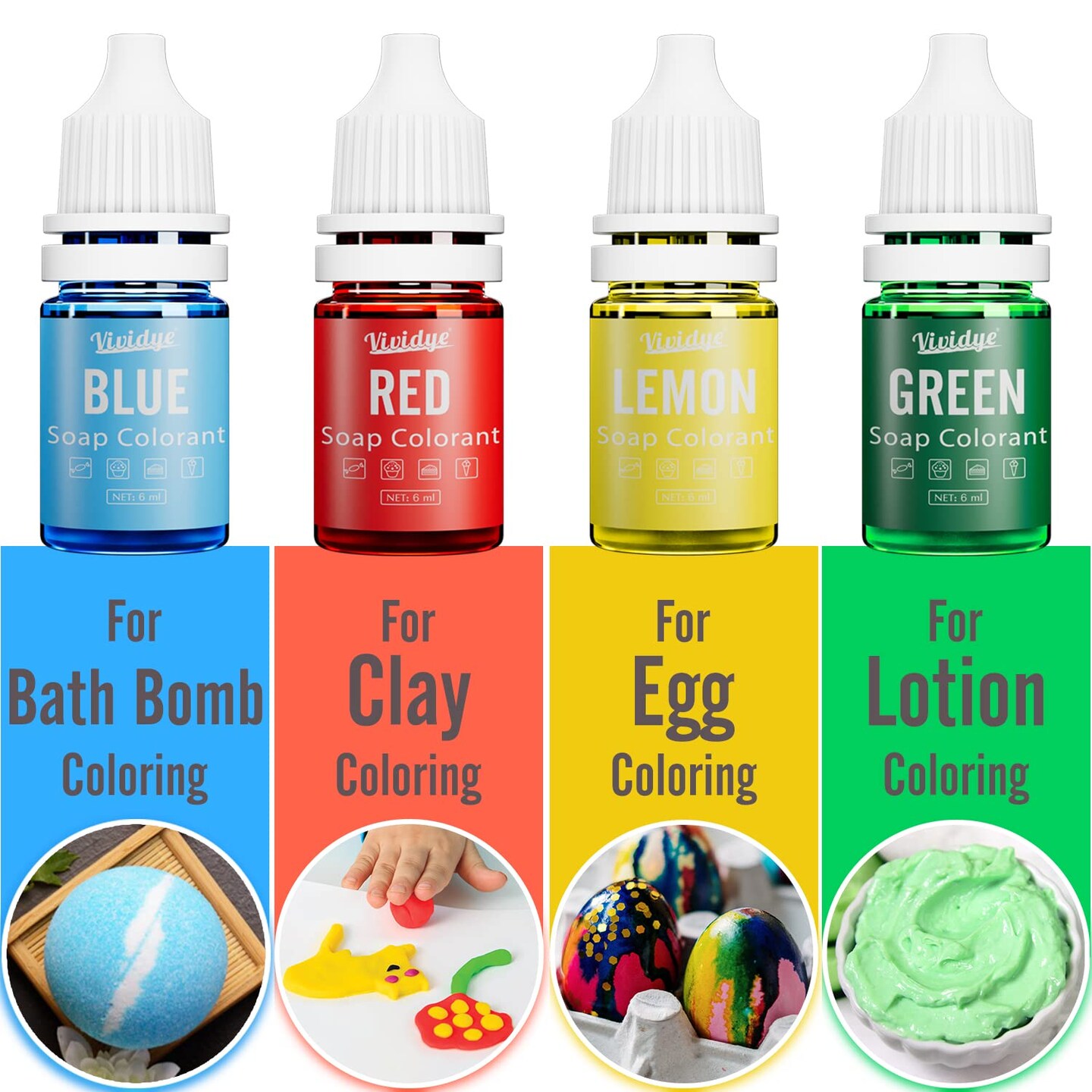 24 Color Food Grade Skin Safe Coloring for Bath Bomb and DIY Making Supplies - Liquid Concentrated Colorant Kit for Handmade Soaps and Crafts