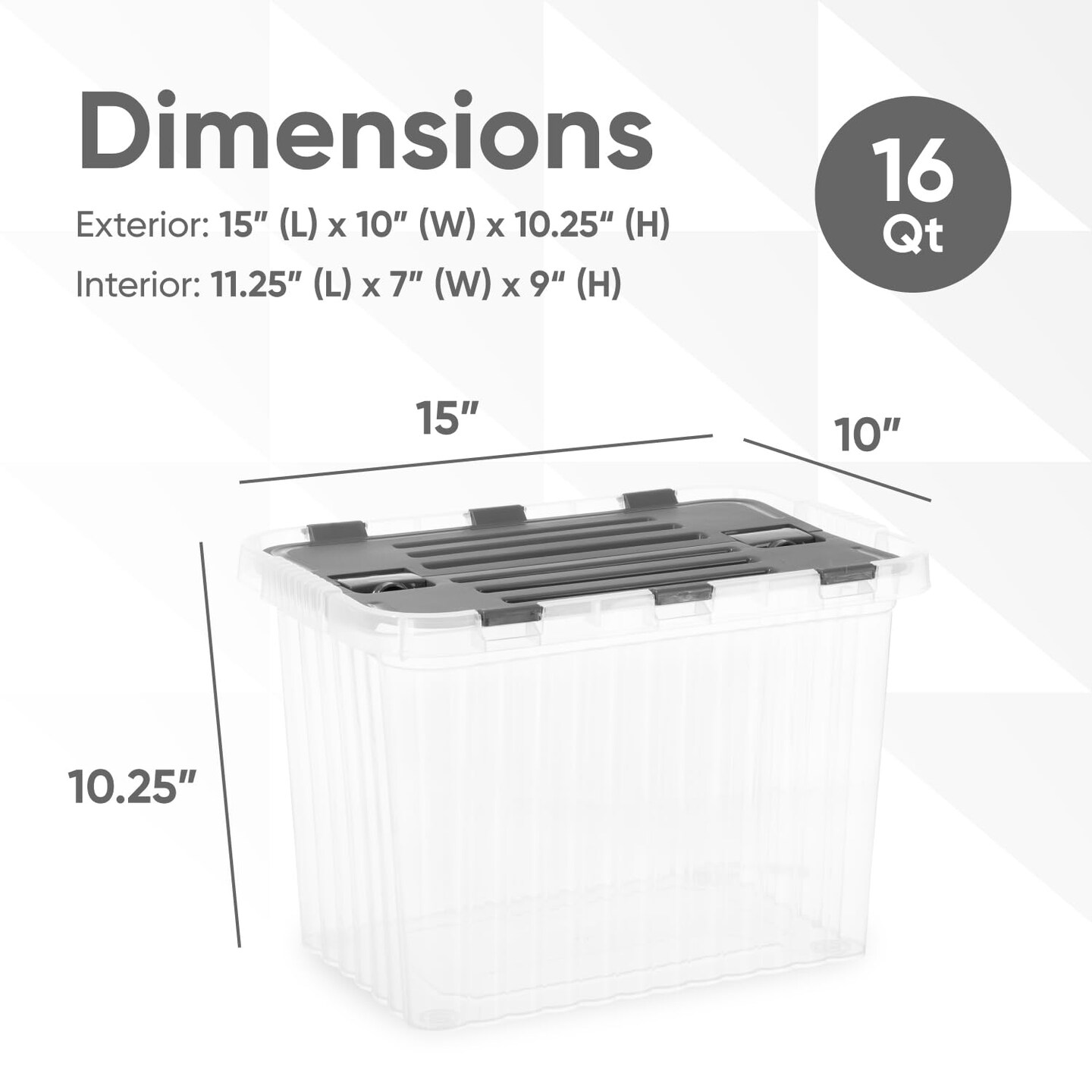 Superio Storage Box with Hinged Lids, Plastic Container Bins for Organizing with Attached Lid, Stackable Crates, BPA Free, Organizers for Home, Office, Dorm
