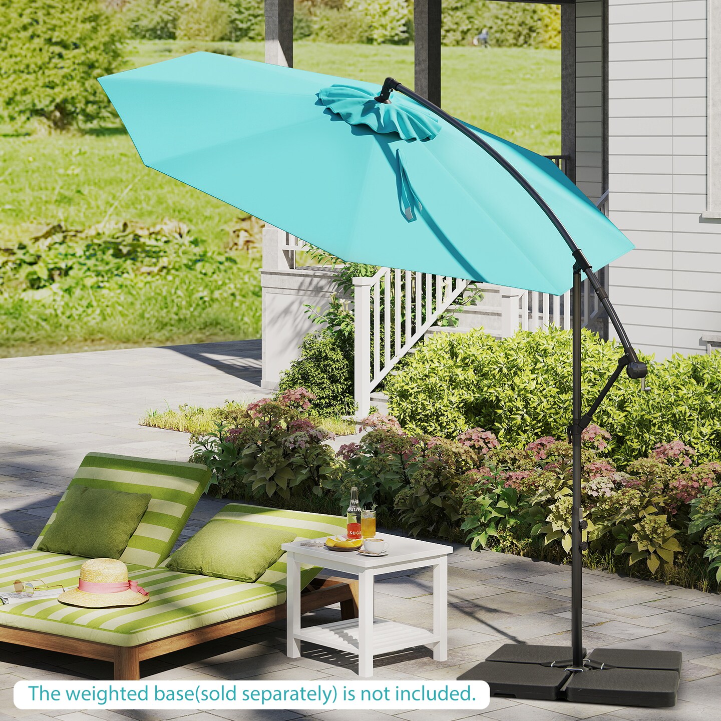 10 Feet Turquoise Polyester Patio Canopy Umbrella with Powder-Coated Iron Frame Tilt and Crank