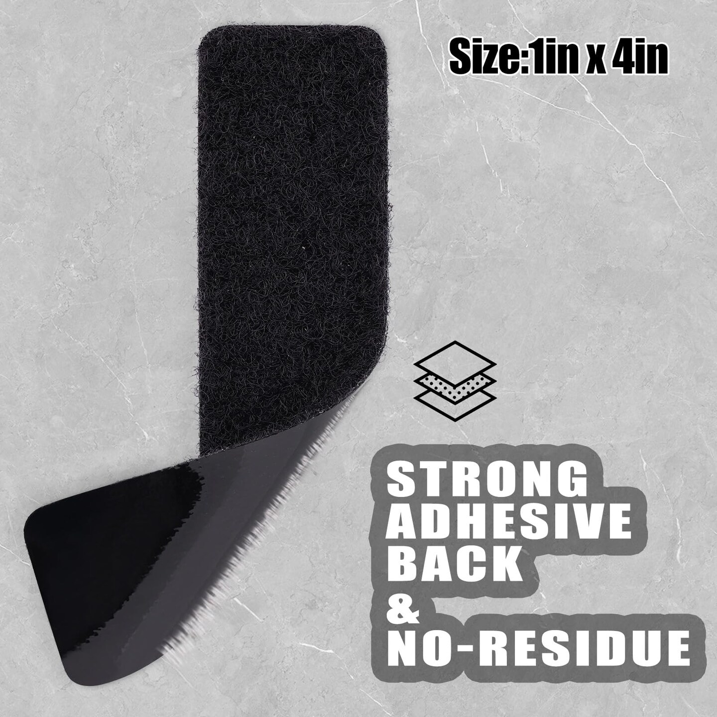 40Sets-1x4 inch Hook&#x26;Loop Strips with Adhesive, Black Command Strips with Backing, Heavy Duty Adhesive Fasten Mounting Tape for Home Office School and Crafting