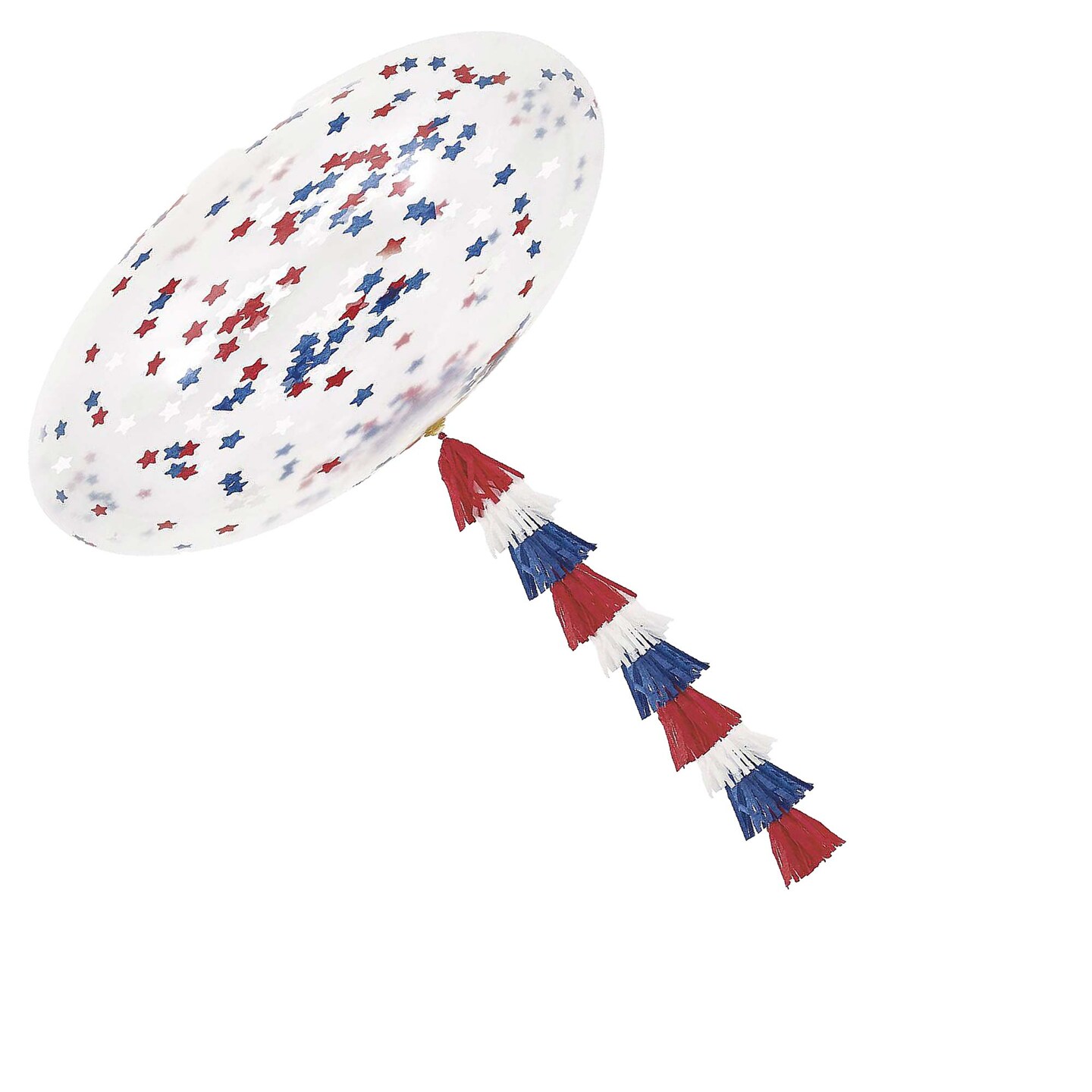 Clear Patriotic Confetti Filled Latex Balloon with Tassel Tail