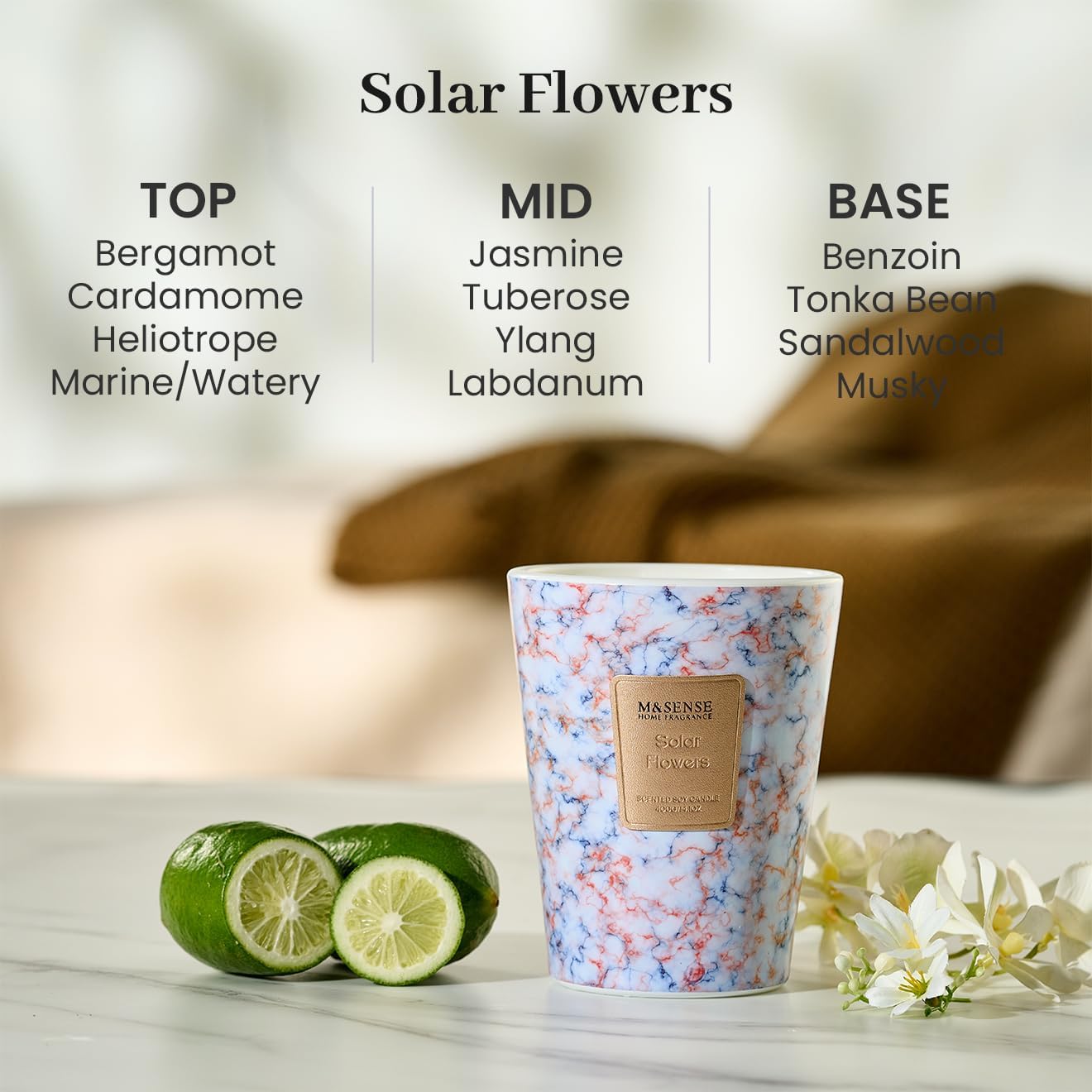 SolarFlowers Scented Candles for Home, Lead-Free Wick Highly Scented Jar Candles, 14.1 Oz 80 Hours Lasting Burning Candles