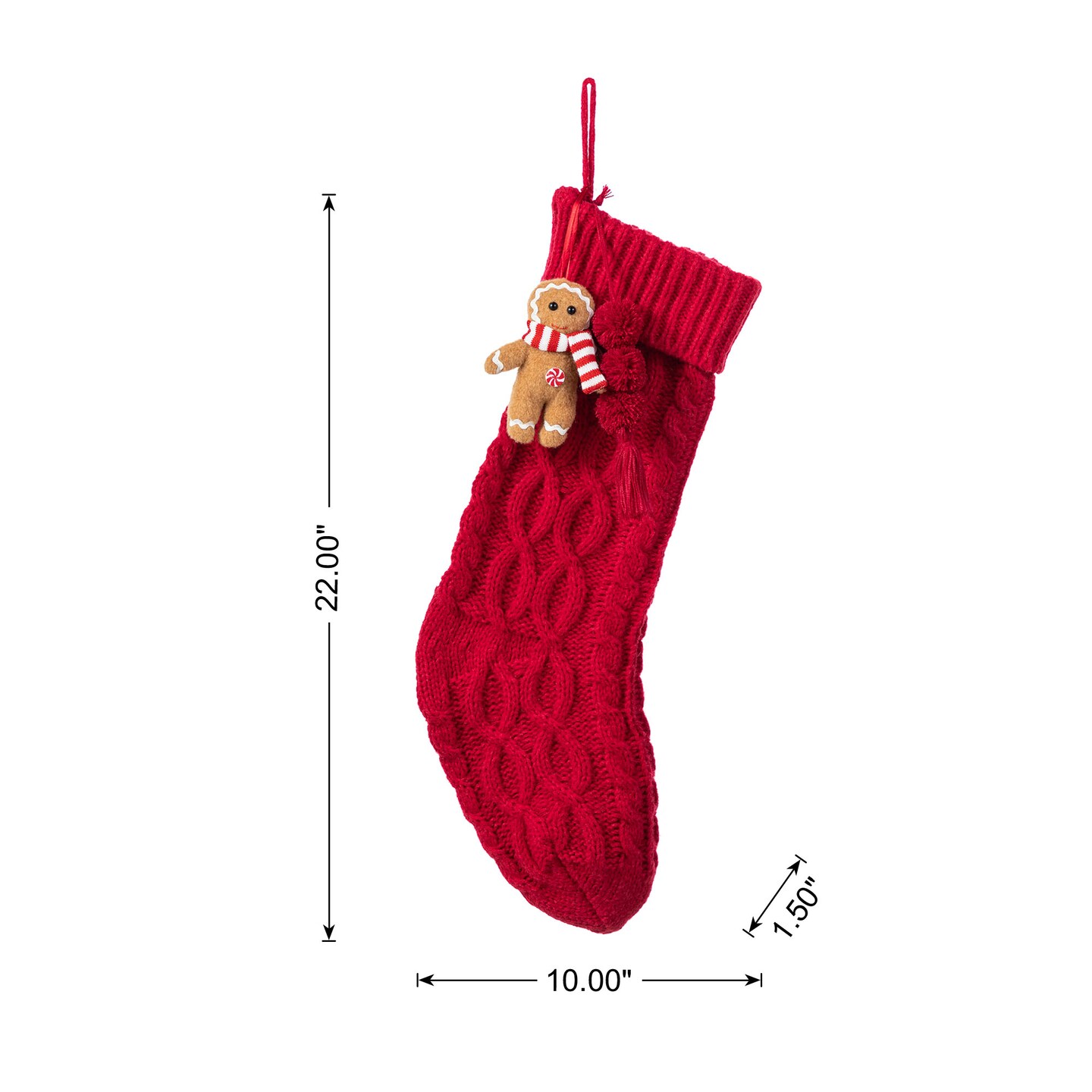 Set of 2 22&#x22;L Knitted Christmas Stockings with Pompon Tassel