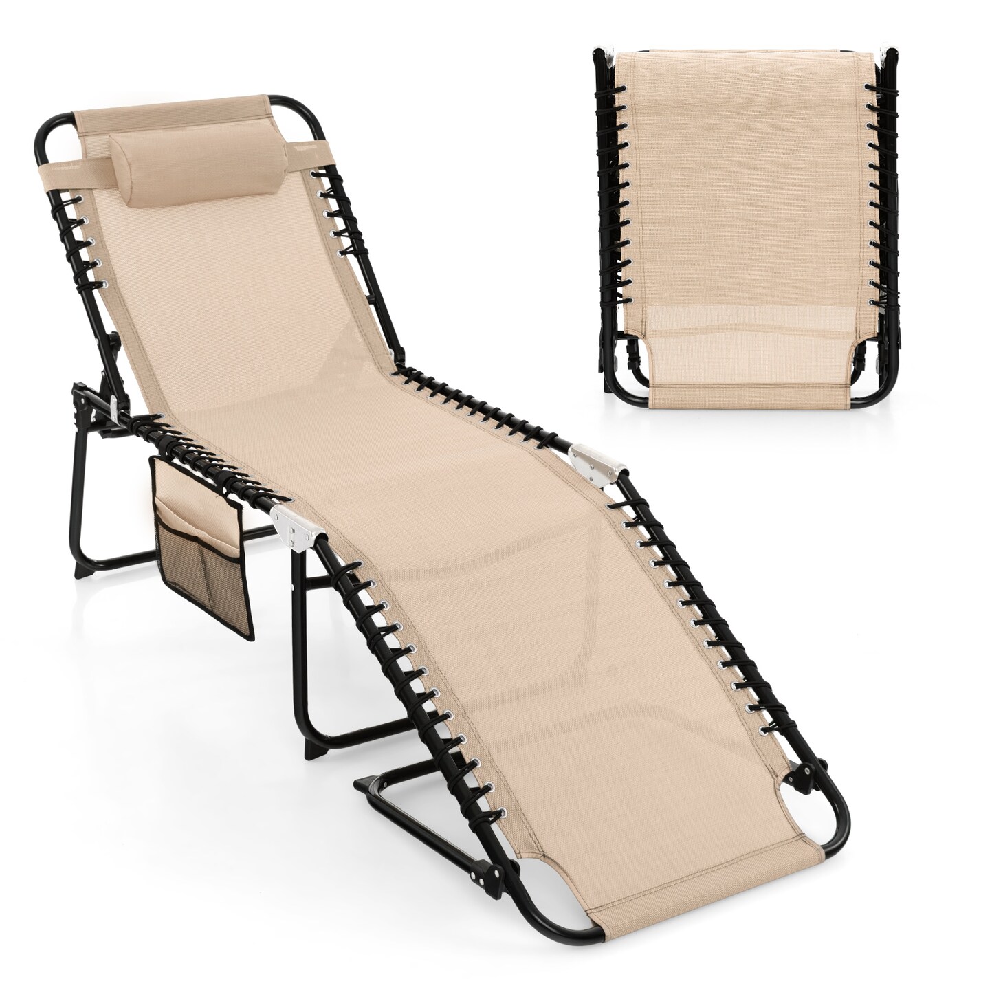 Patio Recliner Chair with 4 Position Backrest and 2 Footrest Angles