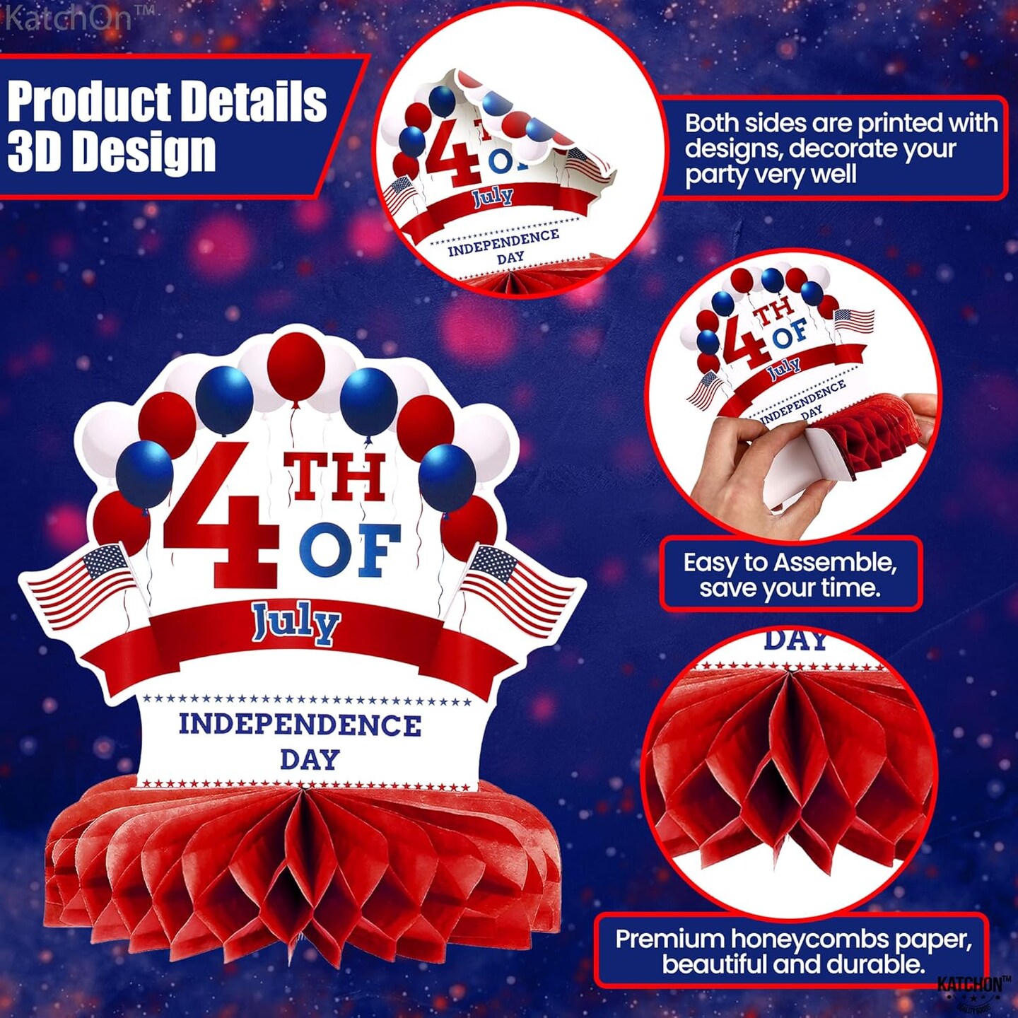 4th of July Centerpieces for Tables - Pack of 9 | 4th of July Table Decorations | Patriotic Centerpieces for 4th of July Decorations | Independence Day Decorations, Fourth of July Decorations