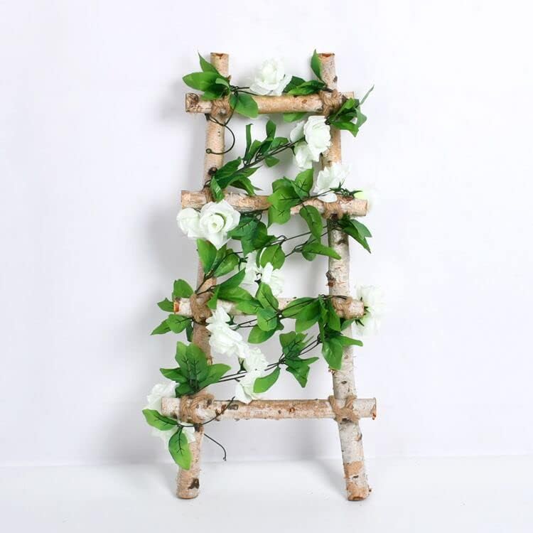 6PCS Artificial Rose Vine 50FT Silk Flowers Garland White Rose Fake Hanging Ivy Vine for Wedding Arch Table Centerpiece Home Table Wall Decor