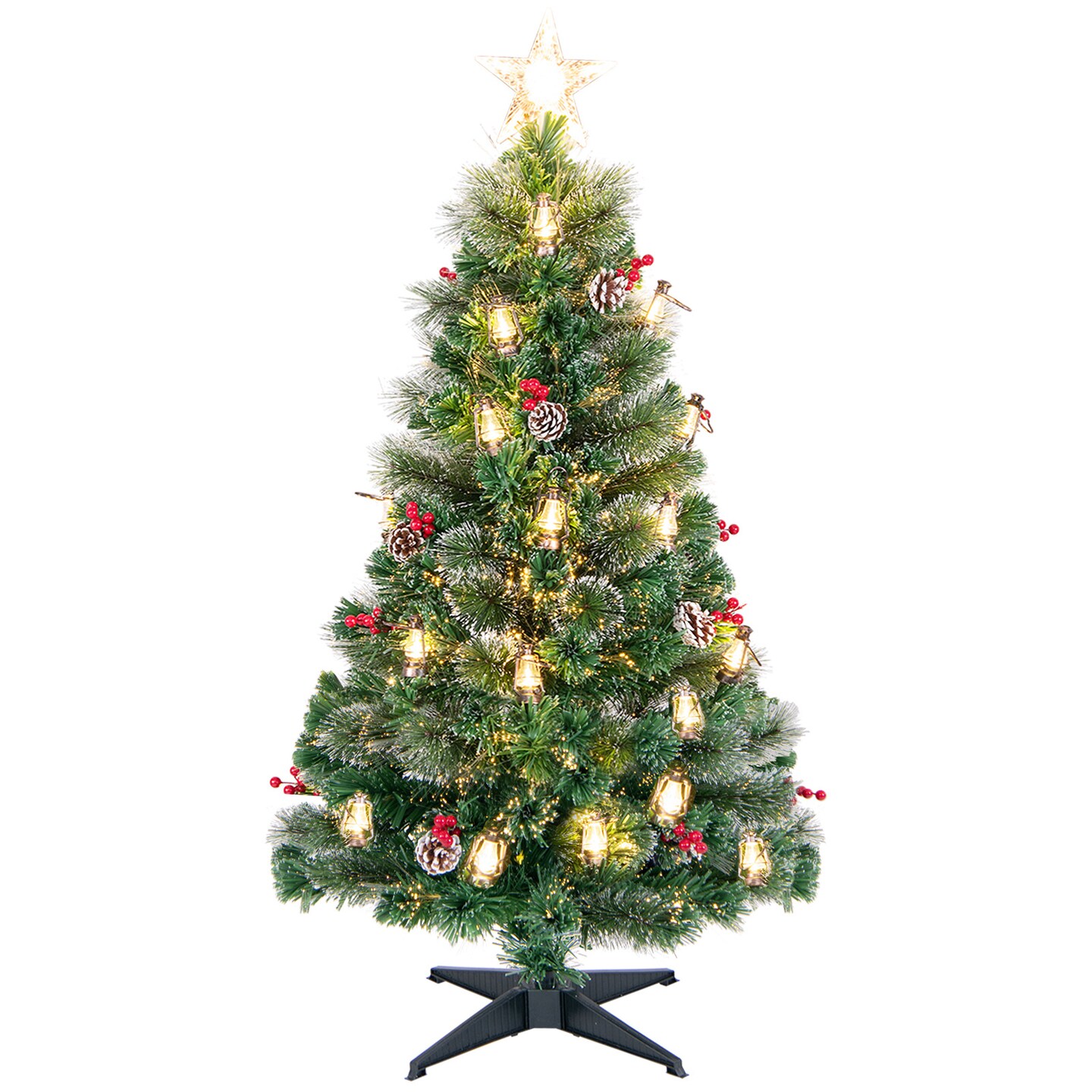 Prelit 5ft Artificial Christmas Tree with LED Lights and Pine Cones