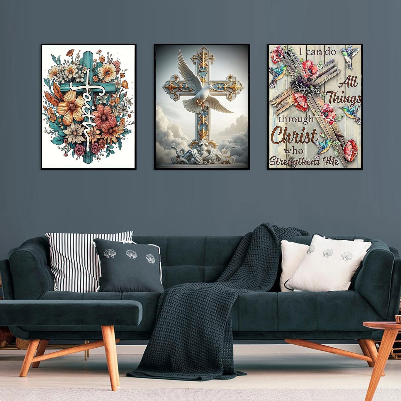 Religious Diamond Art Kits for Adults – 3-Pack Cross 5D Full Drill DIY Diamond Painting Kits, Christian Gem Art, 12x16 in