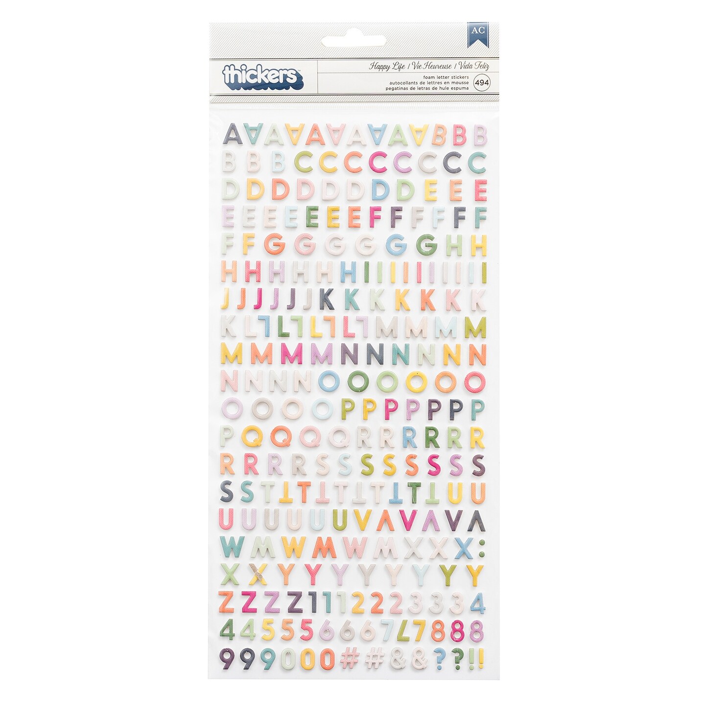 Paige Evans Whimsical Thickers Stickers 5.5&#x22;X11&#x22; 494/Pkg-Happy Life Mini Alpha/Multi Foam