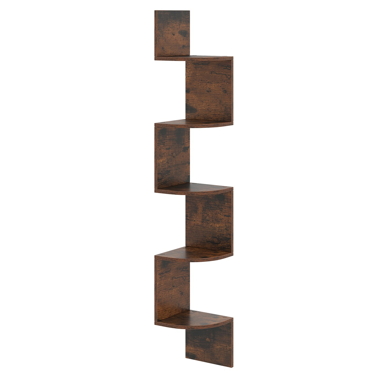 Space-Saving 5-Tier Corner Shelf Wall Mounted Bookshelf with Storage Solution