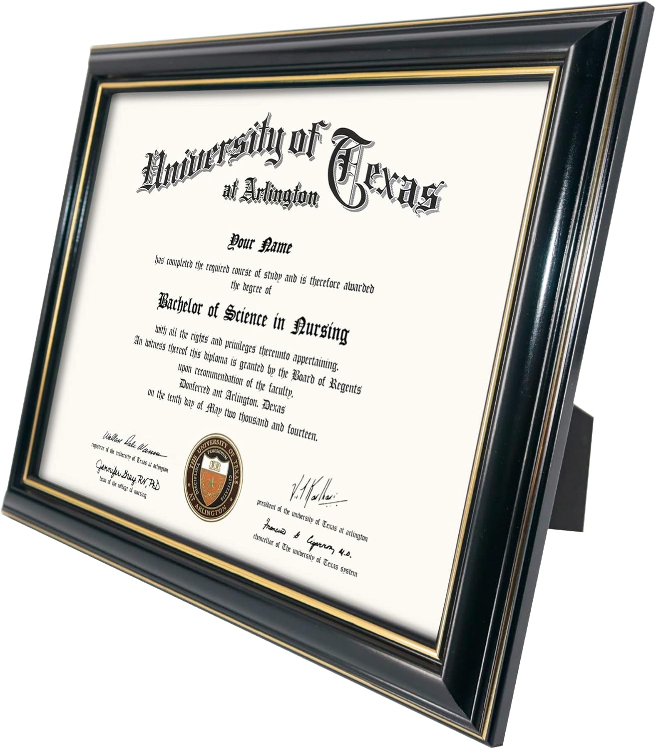 8.5x11 Certificate Diploma Frame,Solid Wood & UV Protection Acrylic,Black Finish with Gold Trim,2 Pack