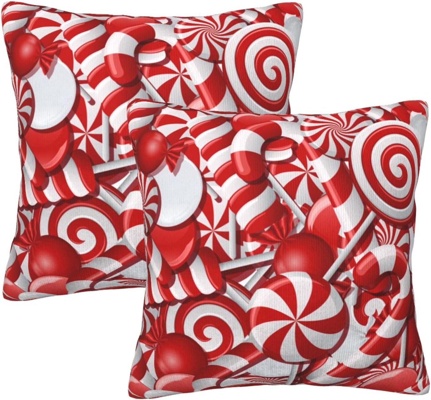 Christmas Candies Throw Pillow Covers 18 X 18 Inch Set of 2 Pillow Cases Decoration Cushion Cover for Sofa Bedroom Living Room Outdoor