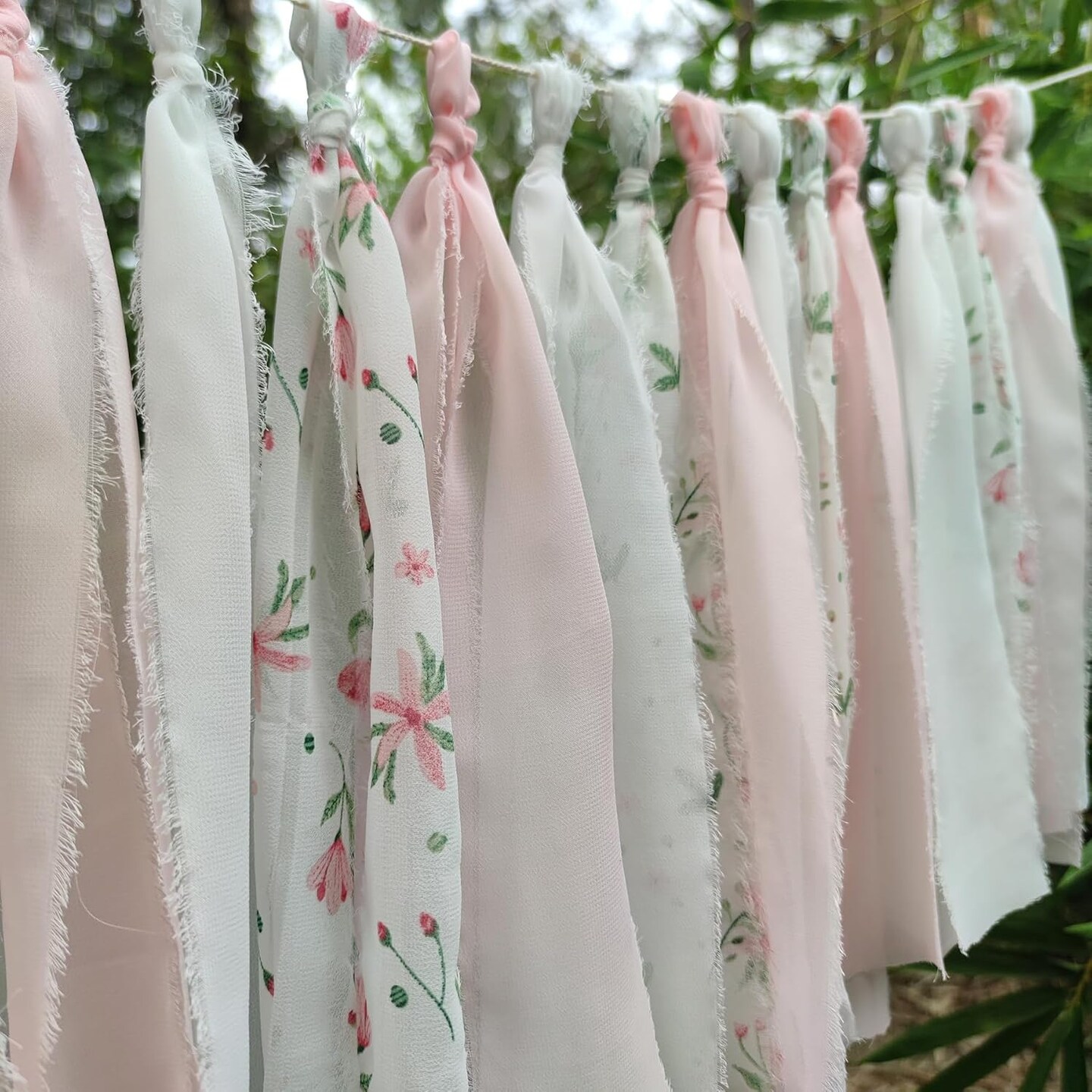 Blush Floral Tassel Garland – 50" x 14" Pink Hanging Décor for Girls & Women, Tea Party, Bedroom, Nursery, Birthday, Wedding & Baby Shower Backdrop