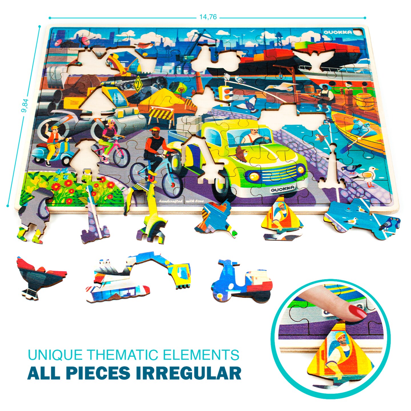 QUOKKA Wooden Kids Puzzles Ages 4-6 &#x2013; 4 x 60 Piece Puzzles for Kids Ages 4-8 &#x2013; Wood Toddler Games for 3-5 Year Olds &#x2013; Cars Ships and Animals Toy for Boys and Girls