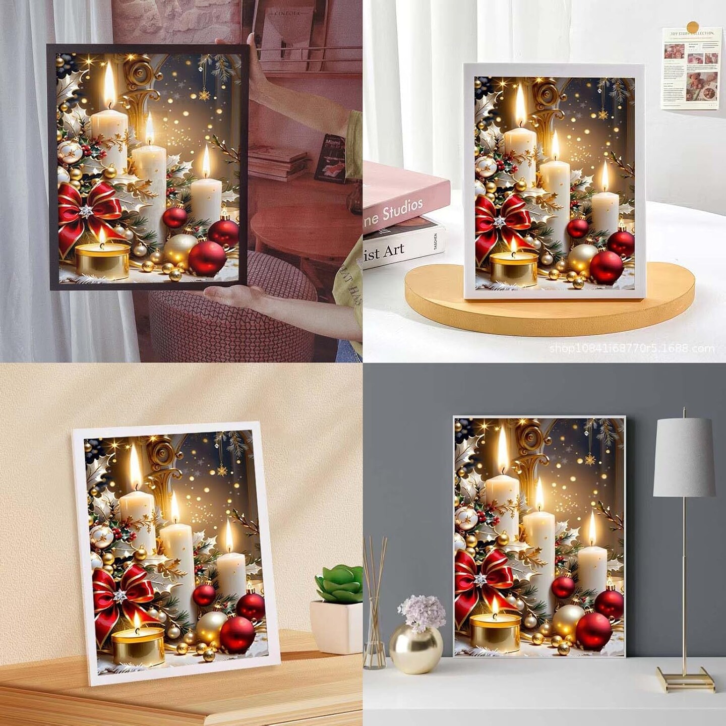 Christmas Diamond Art Kits for Adults, Christmas Candle Diamond Painting Kit for Beginner, DIY 5D Full Diamond Christmas Diamond Painting Gemstone Kit 8 * 12 Inch