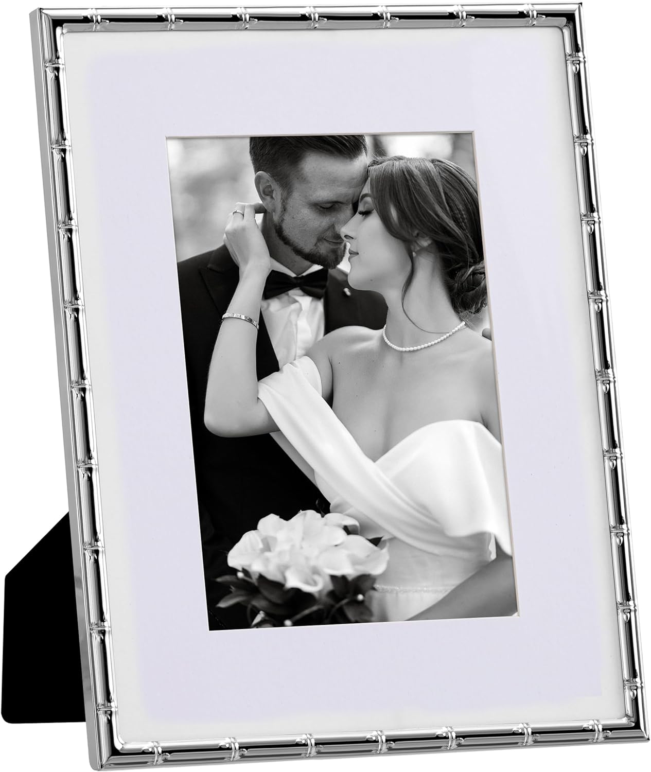 8x10 Metal Picture Frame with Real Glass Cover for Wall or Tabletop, Elegant Plated Photo Frames with Soft Touch Velvet Backing, Silver