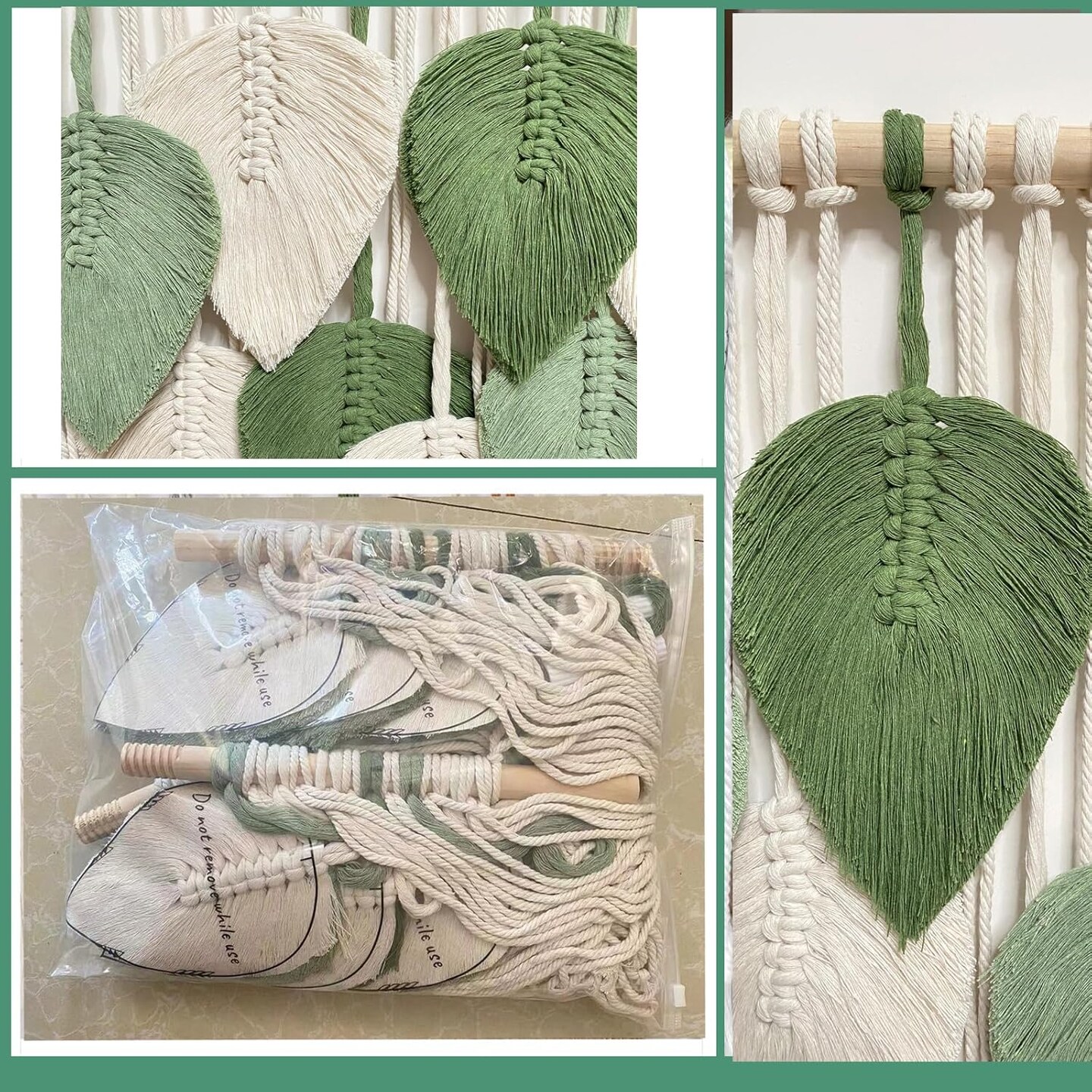 Wall Hanging Decor Leaves Tapestry Boho Wall Decor (LightGreen-M)