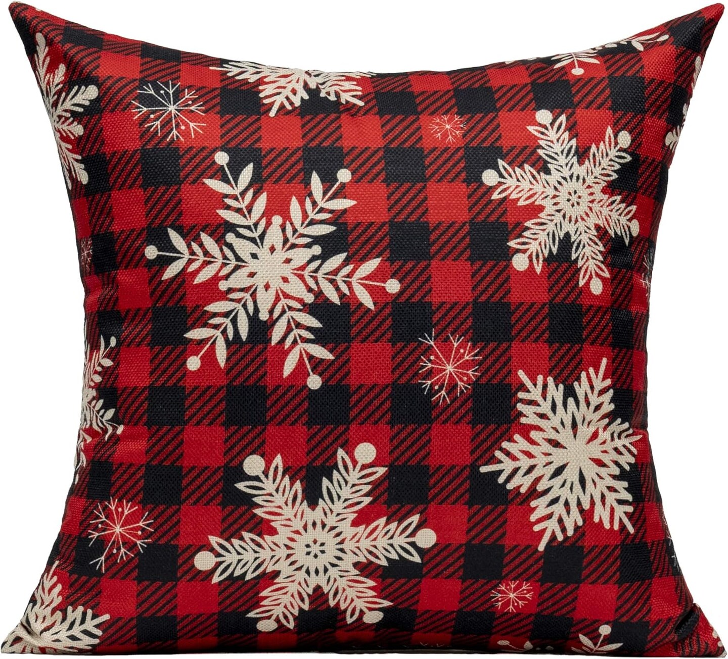 Christmas Throw Pillow Covers Decorations Outdoor 18x18 Set of 4 Farmhouse Buffalo Check Xmas Red Deer Cushion Cases Winter Living Room Snow Holiday Home Decor for Couch Porch Indoor Navidad