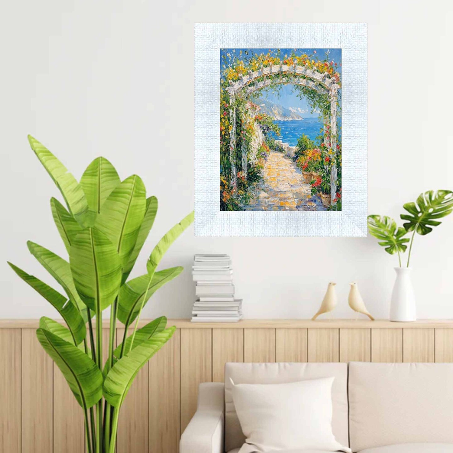 Wide Bright White Glitter Gloss Picture Frame 12x36 frame