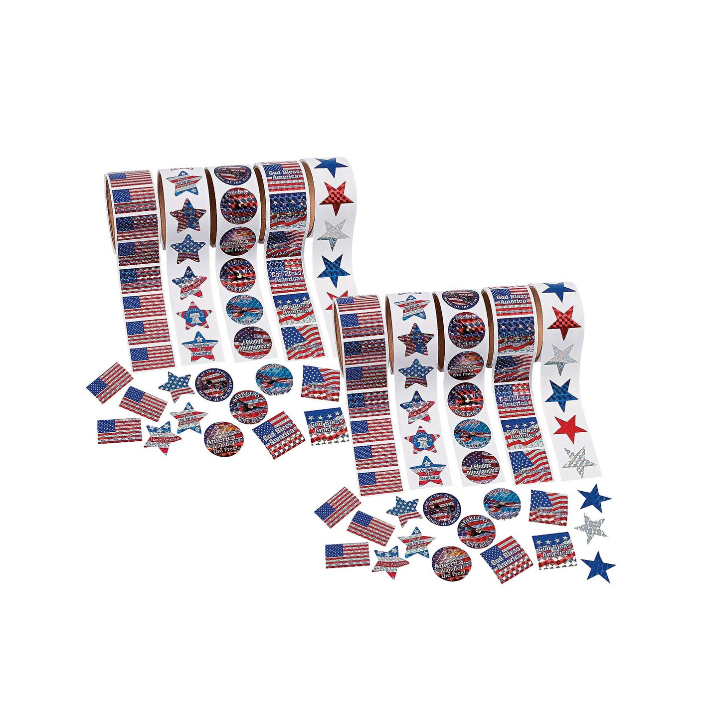 1 1/2" Bulk Classic Patriotic Paper Sticker Roll Assortment 500 Stickers