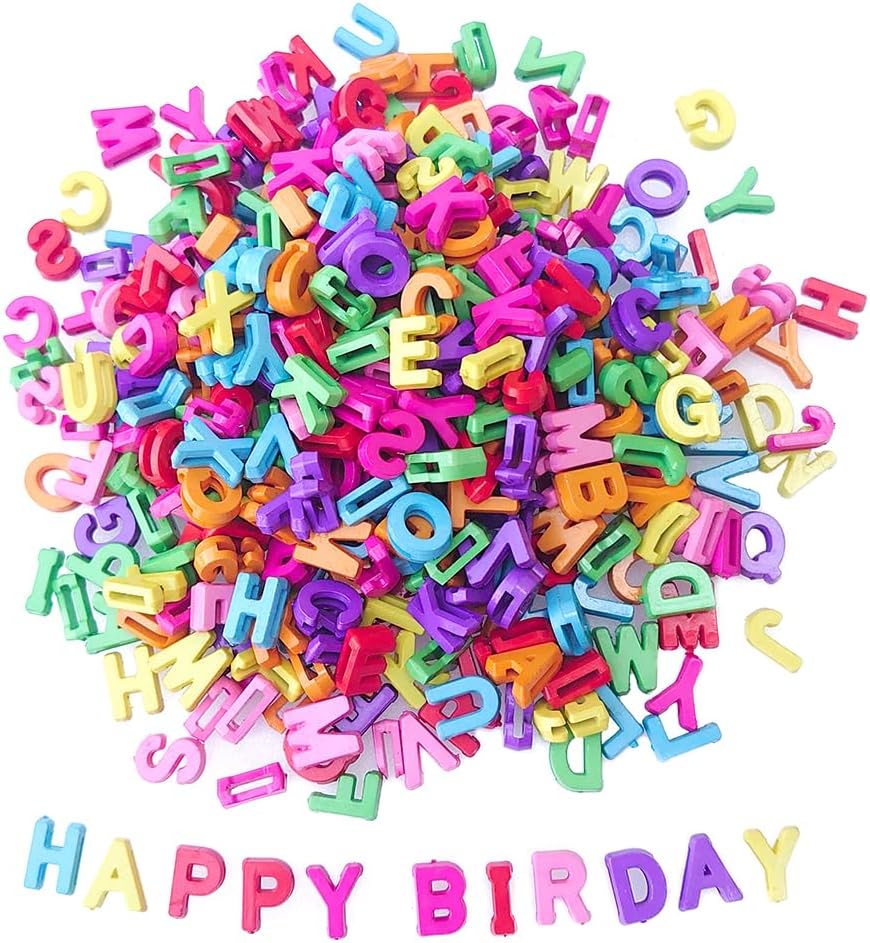 300+ PCS Large Alphabet Beads (9×12mm) – A–Z Plastic Letter Beads in Solid Colors for Jewelry & Crafts