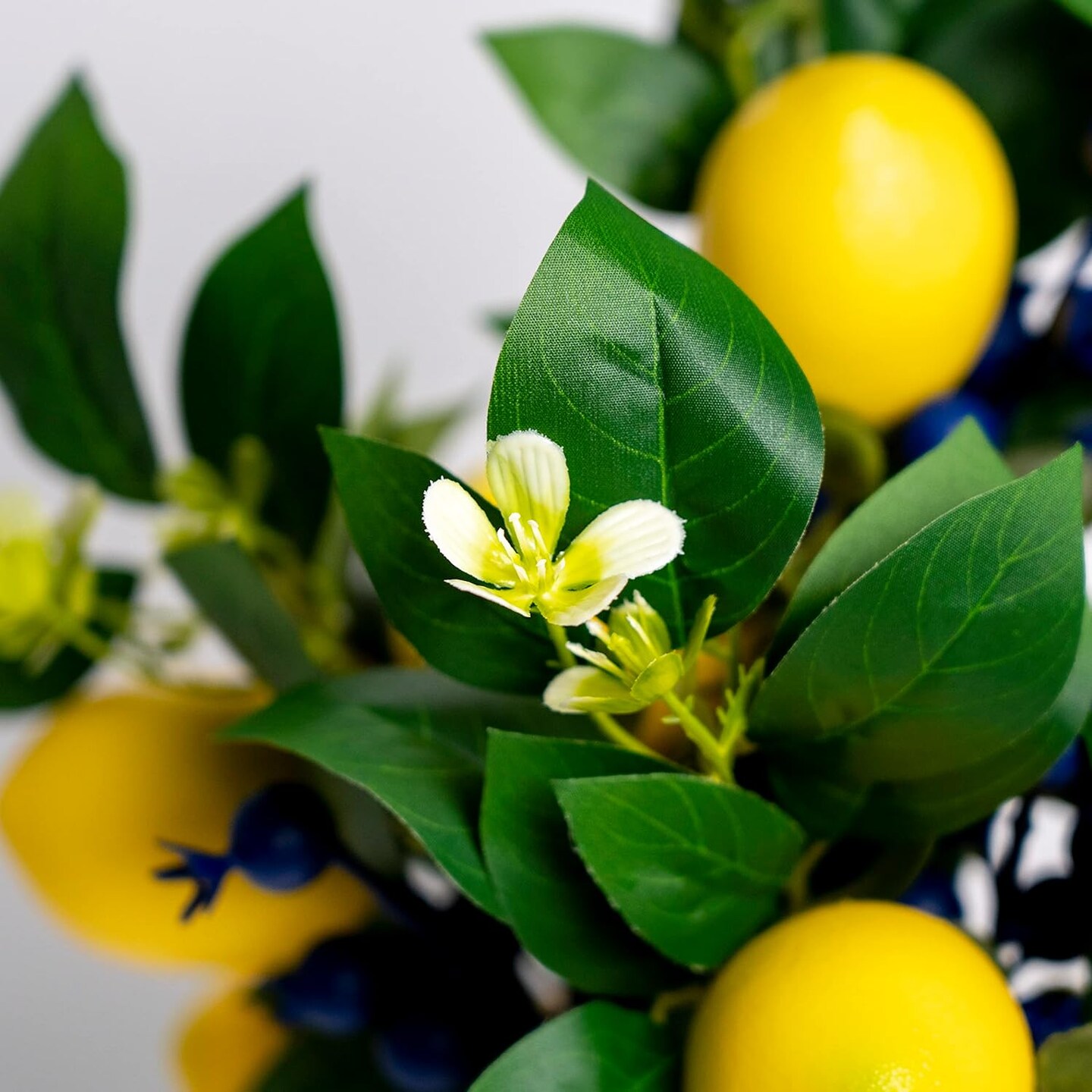 12" Artificial Lemon Blueberry Branches, Lemon Blueberry Stems for DIY Holiday Decorations and Wedding Flower Arrangements (Pack of 6)