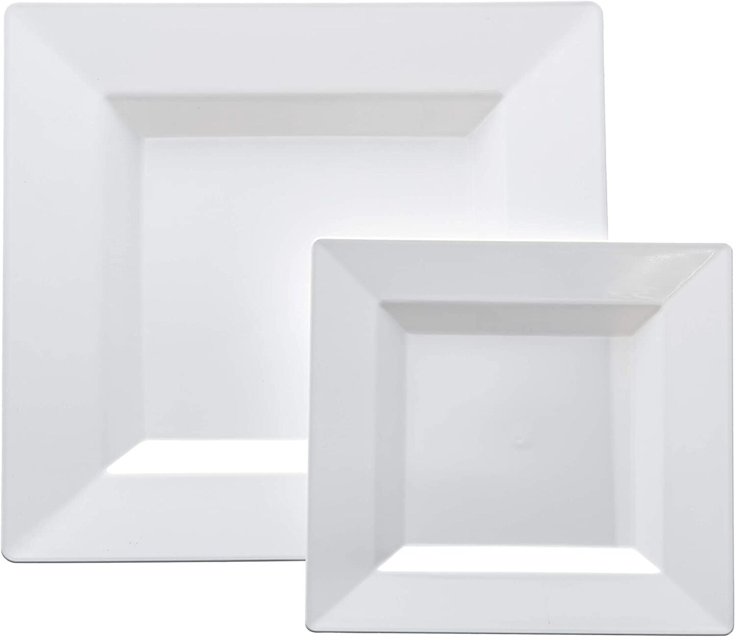 60ct White Square Disposable Plates - Heavy Duty Plastic Party Plates for Christmas, Thanksgiving (30 Dinner &#x26; 30 Salad)