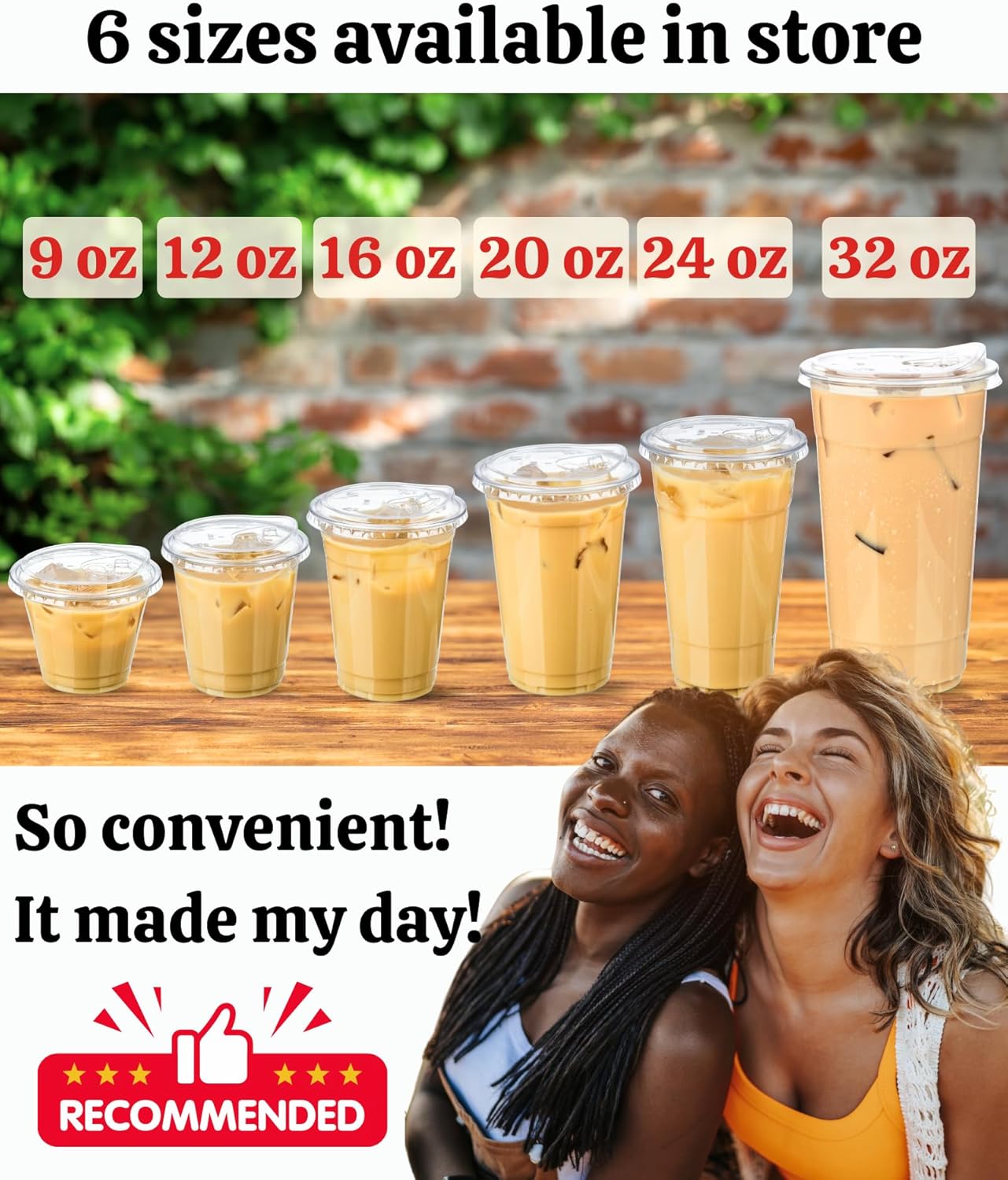 Clear Plastic Cups with Sip-Lids, 12 oz 50 Sets Disposable Coffee Cups Plastic Iced Coffee Cup with Strawless Lids, To Go Coffee Cup for Smoothie, Milkshake, Cold Drinks