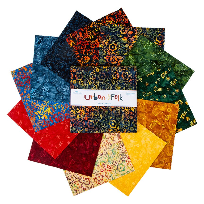 Expressions Batiks 10&#x22; Square Pack in Urban Folk Dance