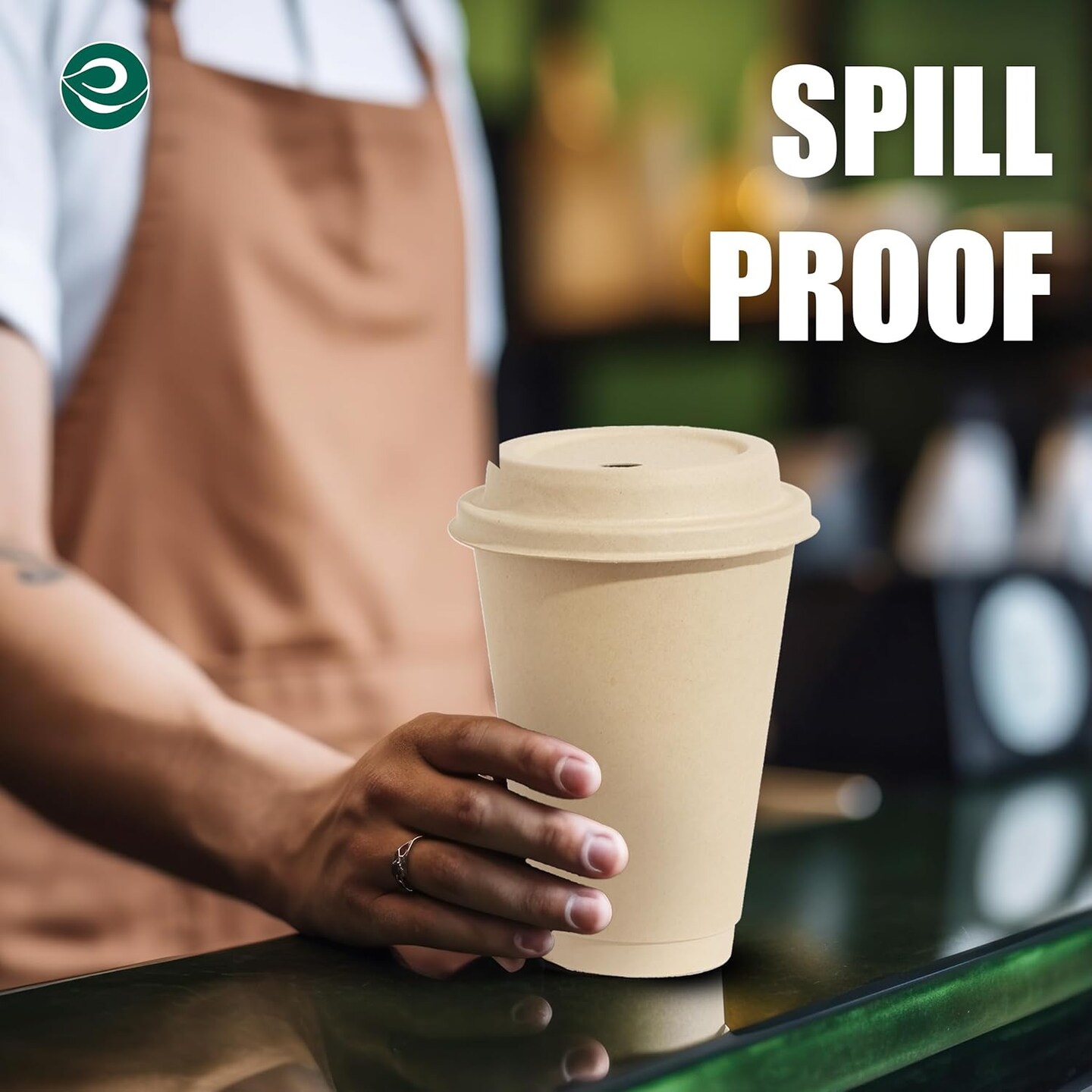 100% Compostable Plant-Based 16oz Hot Cups with Compostable Lids | (50 Count, 16 oz Hot Cups) | Disposable Bagasse Paper | Eco-friendly | Sturdy, Microwave & Oven Safe