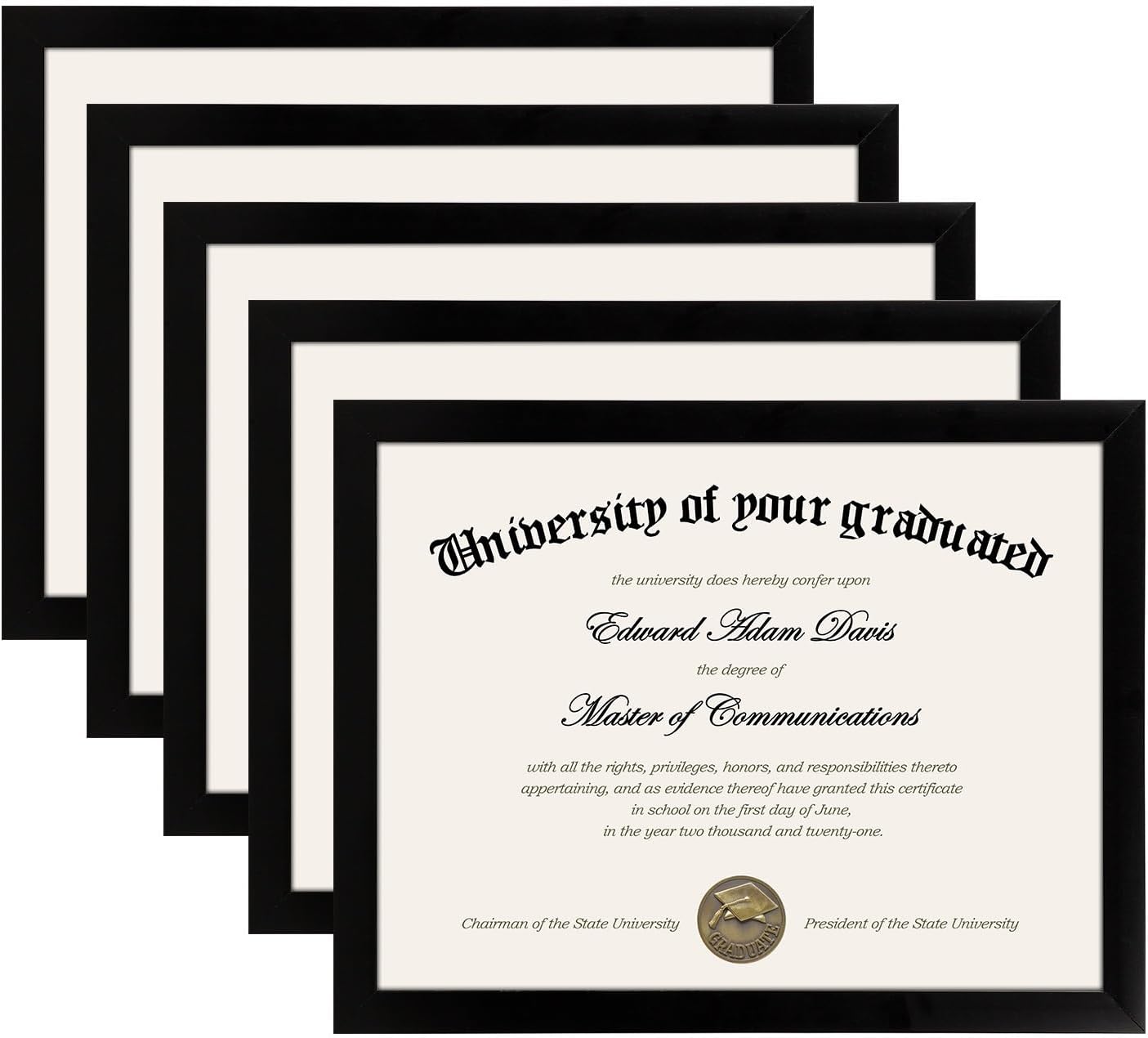 Certificate Frame with High Definition Glass, 8.5 by 11 Picture Diploma Document Frames for Wall and Tabletop, Black 5 Pack