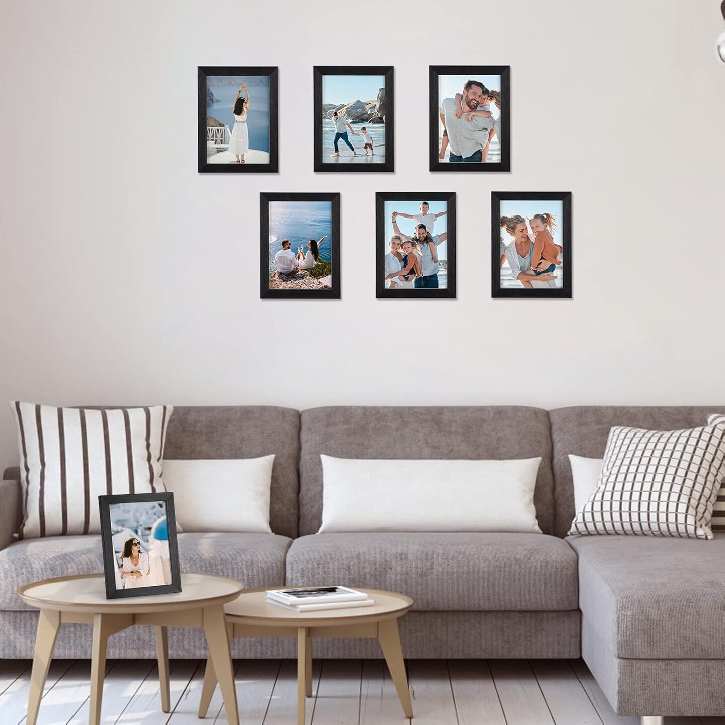 5x7 Picture Frame 7 Pack Black Photo Frames Set for Wall or Tabletop Display