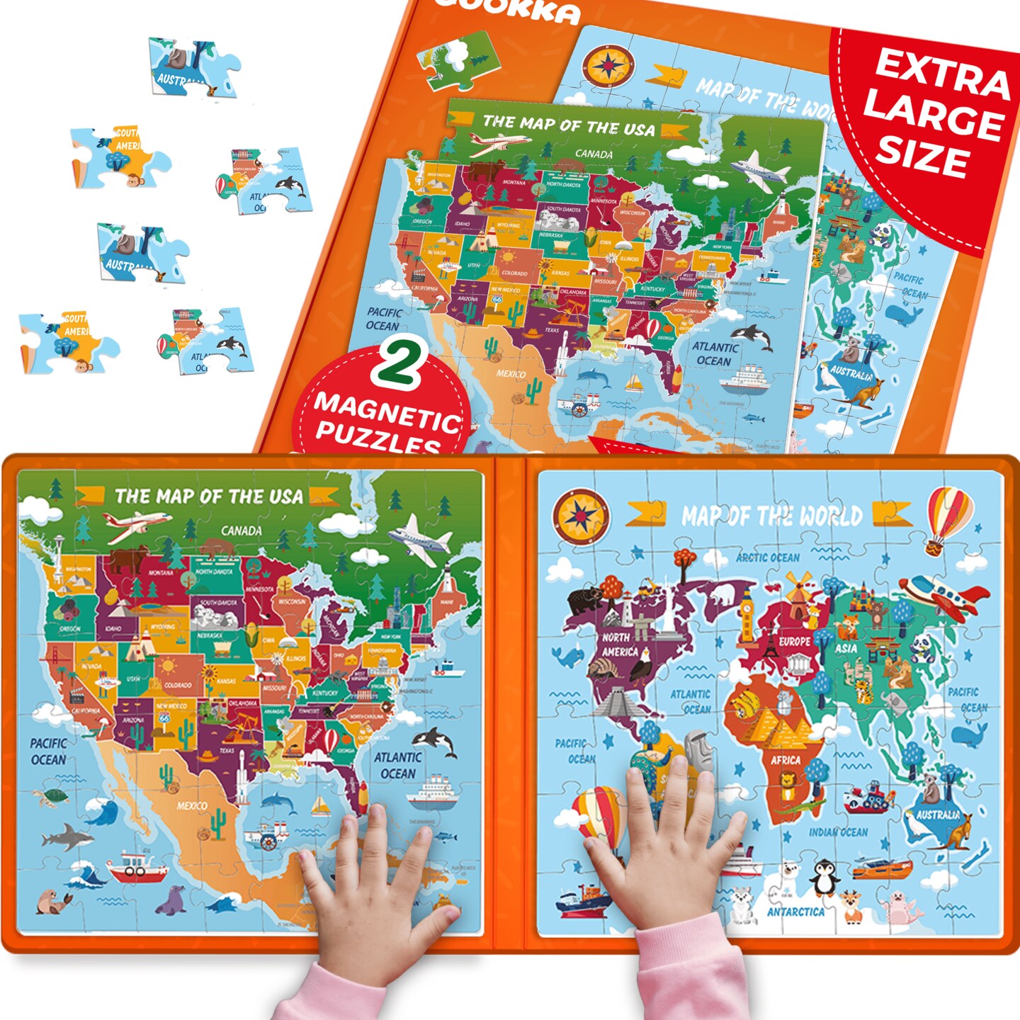 QUOKKA Magnetic Puzzles for Toddlers 2-4 - 2x48 Travel Puzzle Games for Kids Ages 3-5 Years Old - Car Activities Toy for Boys and Girls 4-6 yo - Africa & Ocean Animals Learning Magnet for Road Trip
