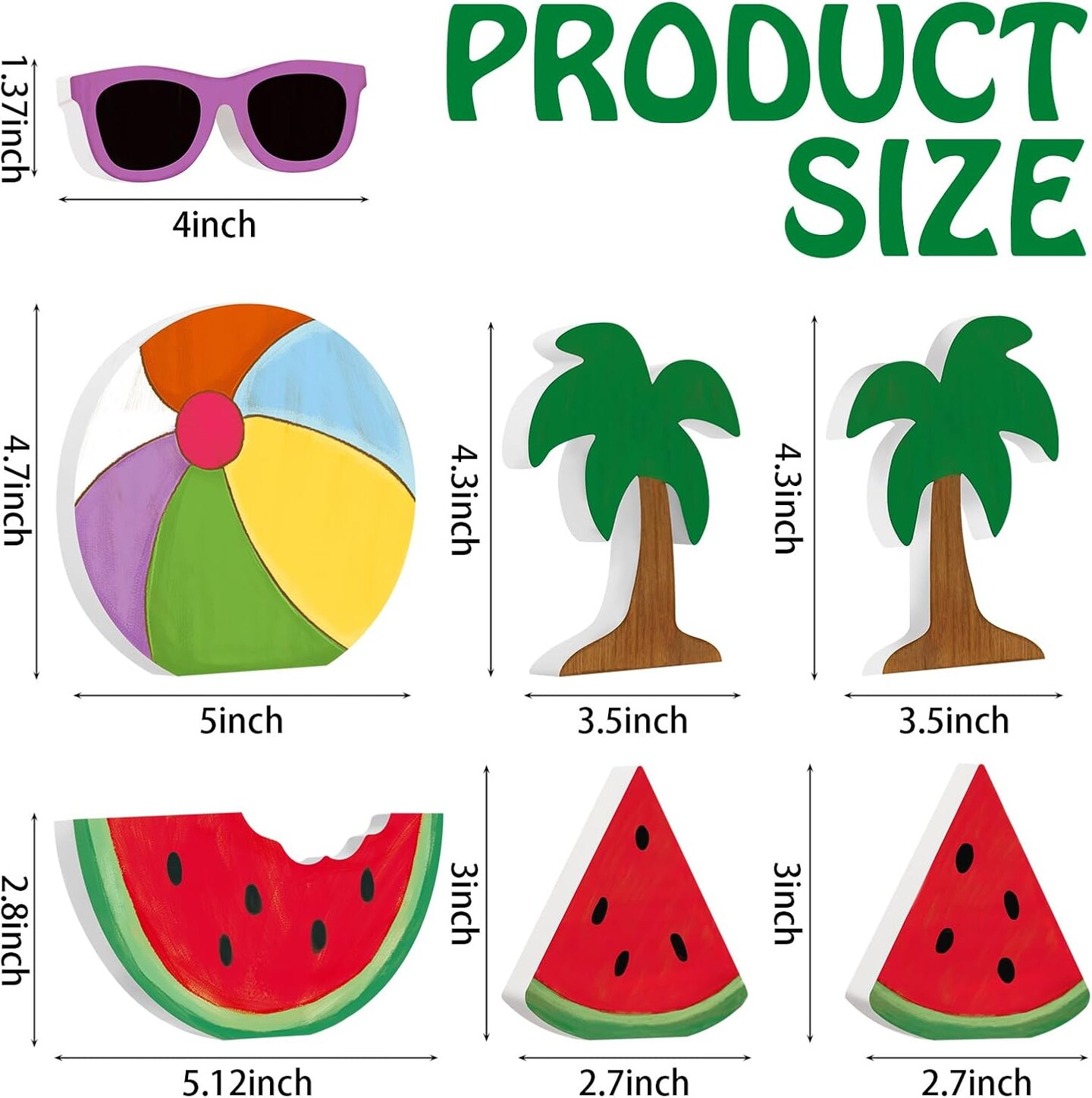 7 Pcs Summer Table Decoration Summer Wooden Decorations (Multicolor)