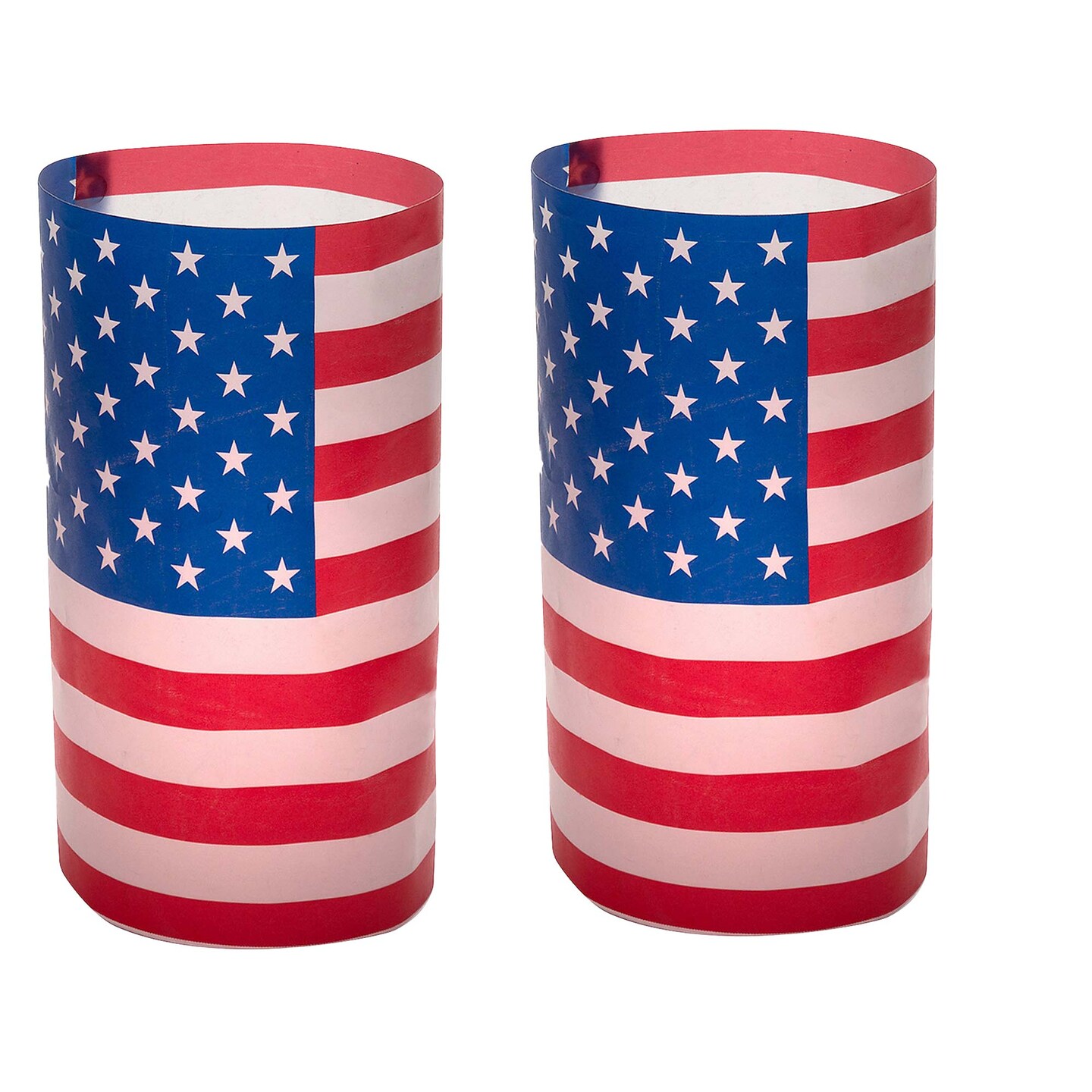 16 1/2" x 9" Patriotic USA Flag Themed Plastic Lantern Luminary Wraps 12 Pc.