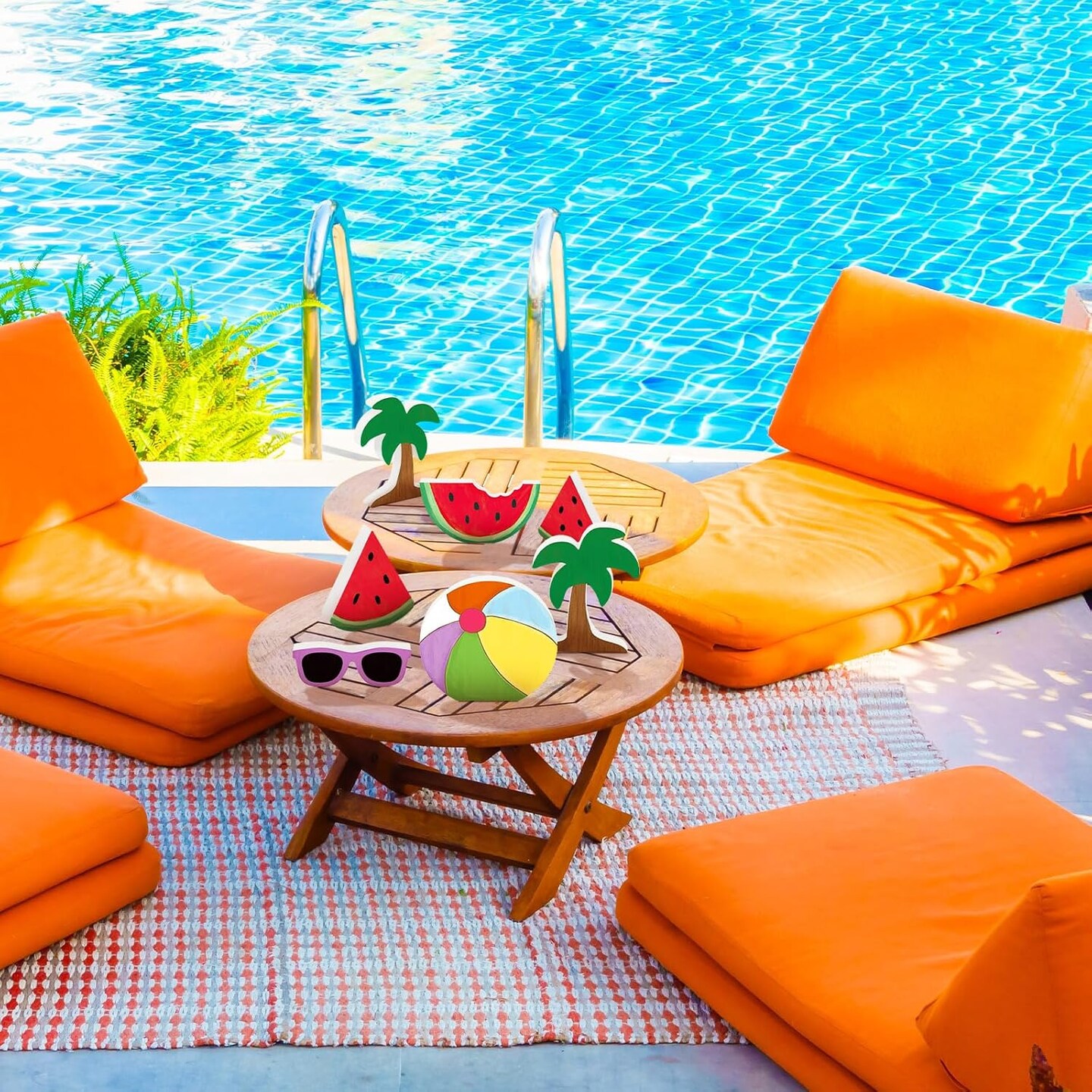 7 Pcs Summer Table Decoration Summer Wooden Decorations (Multicolor)