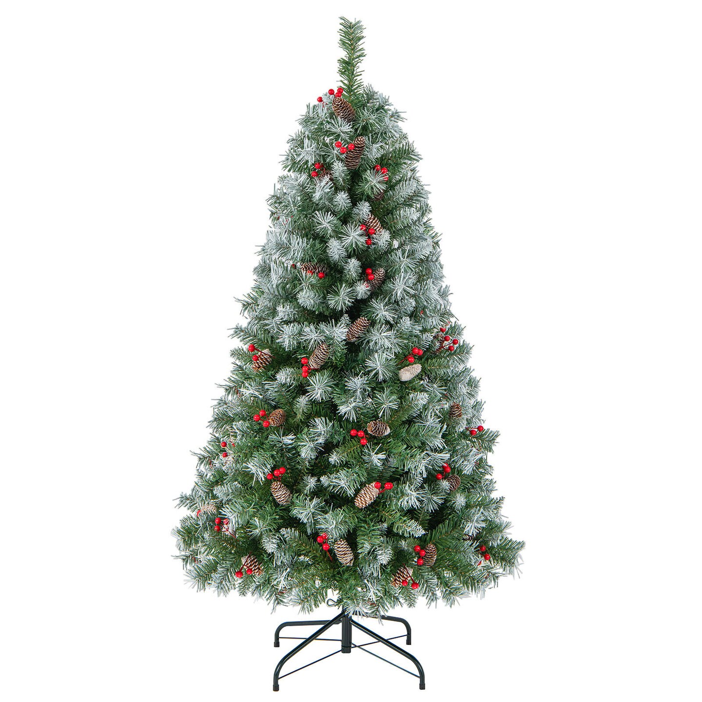Prelit Hinged Christmas Tree with PVC Branches and Soft White LED Lights