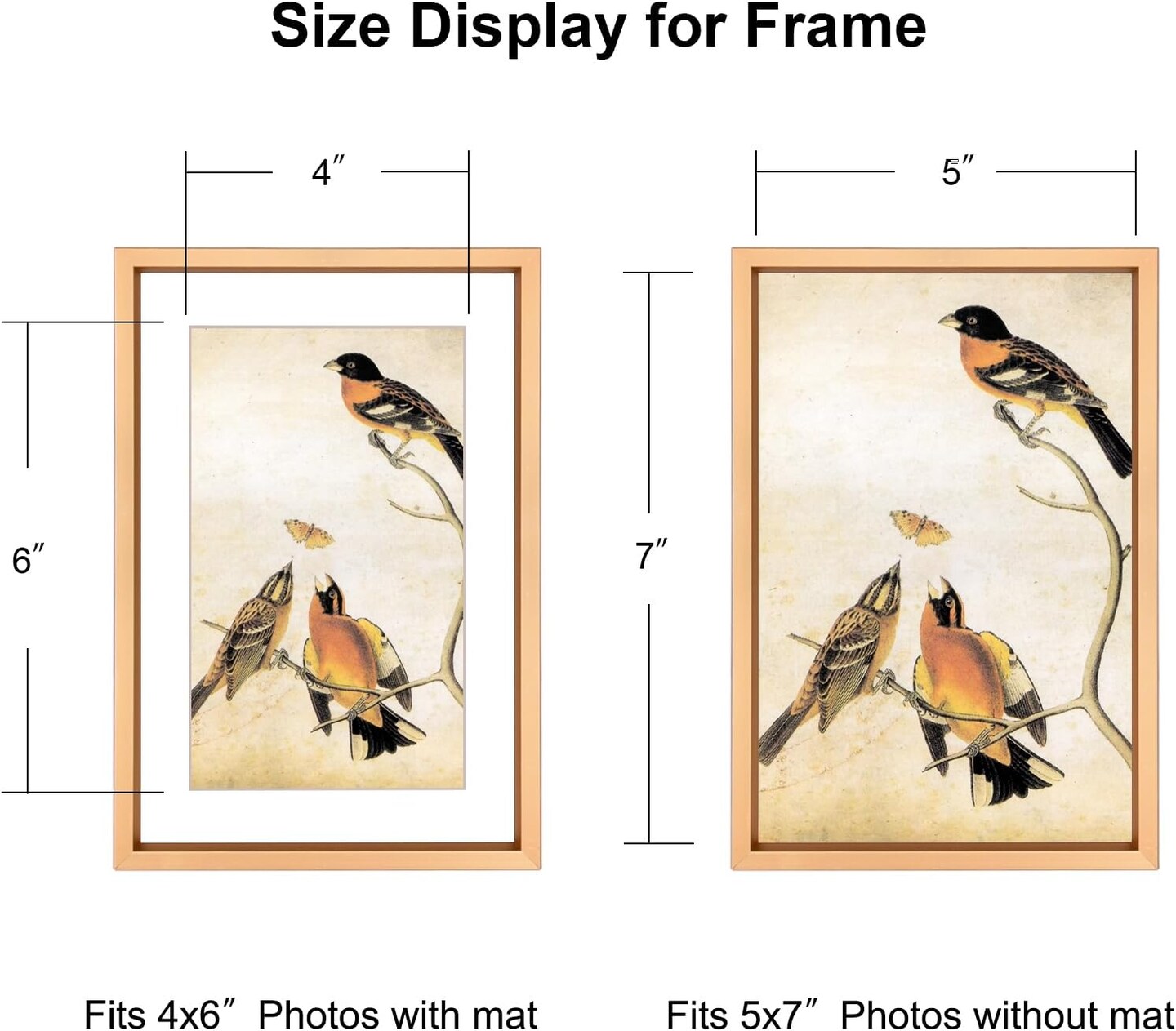 5x7 Picture Frame, Gold Metal Photo Frames with HD Glass