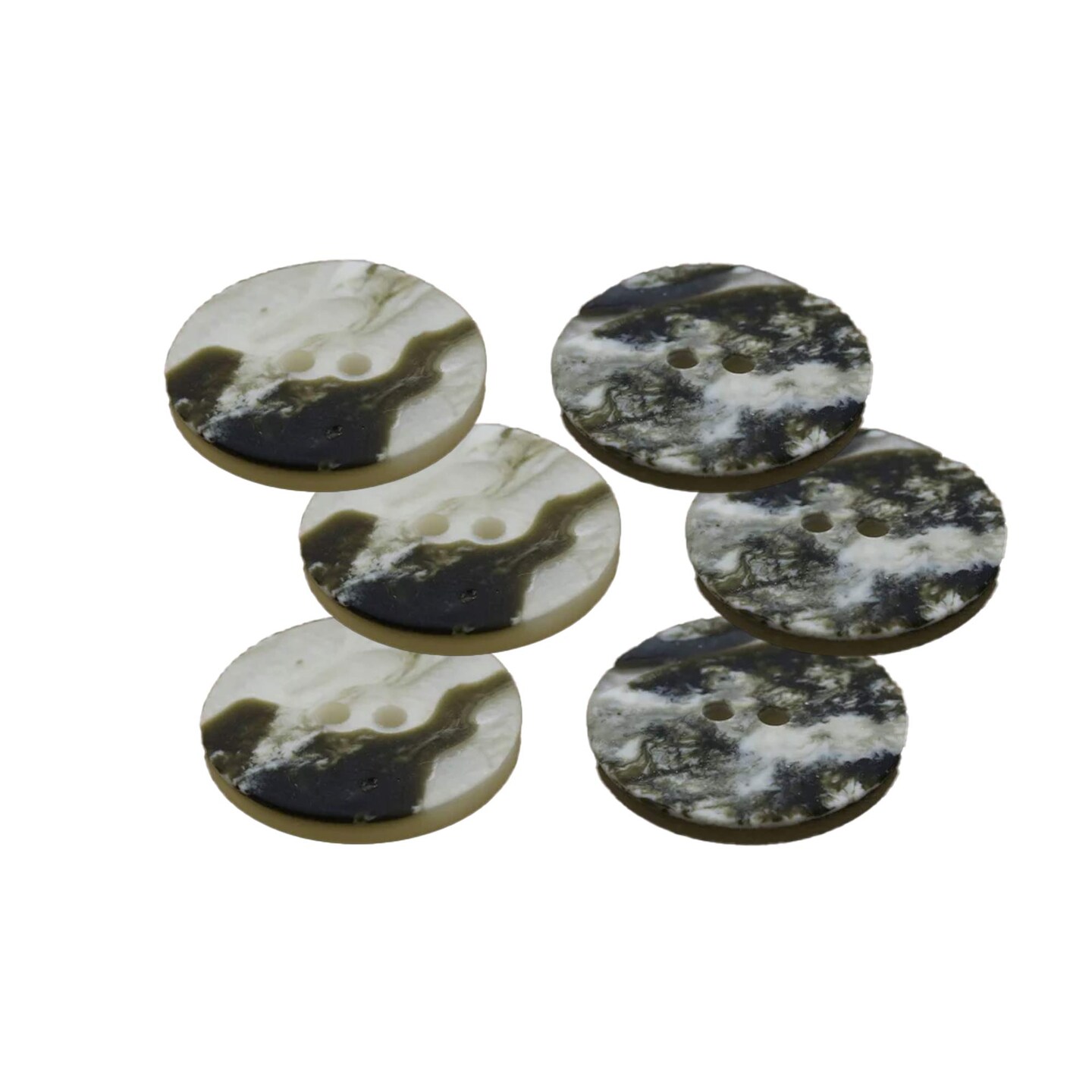 12 Pieces Olive Teal Shell Buttons 23mm 15/16", Faux Rusted Look, 2 Hole Plastic Sewing Buttons