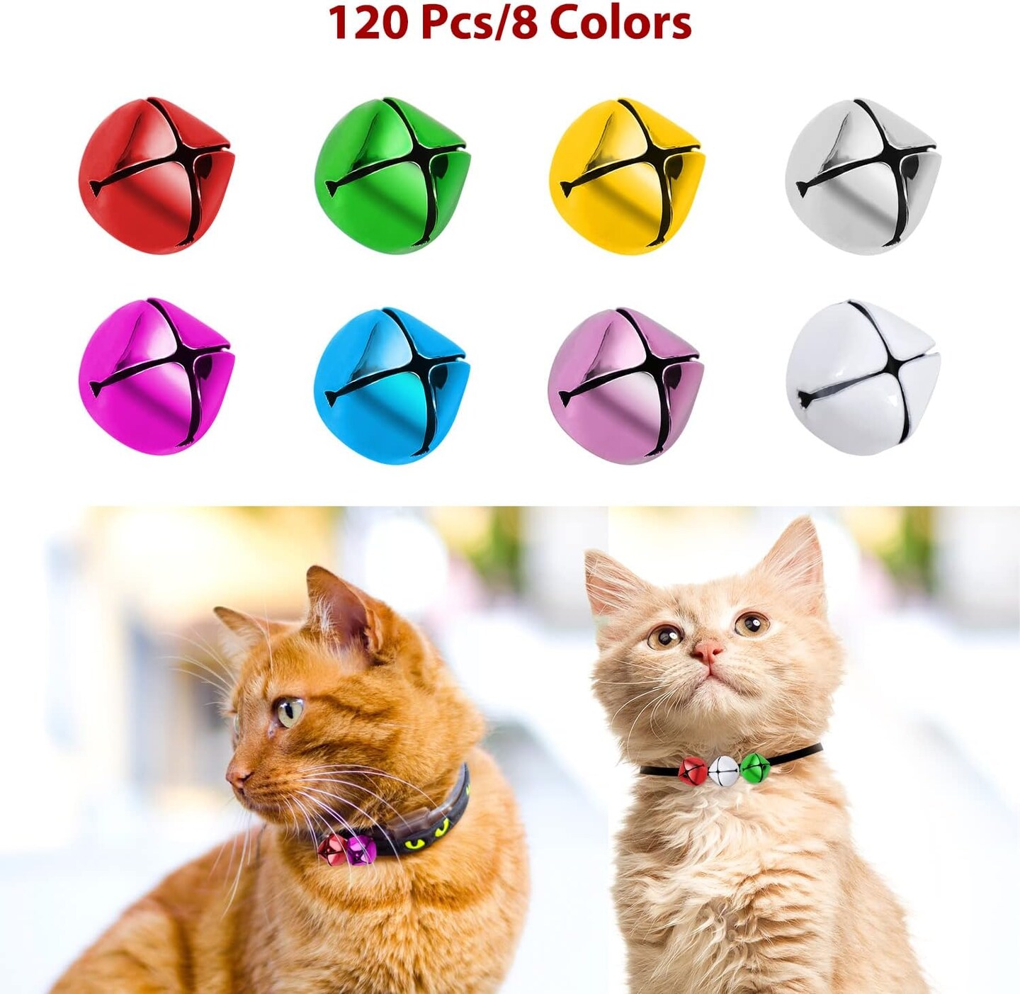 120-Piece Large Jingle Bells for Crafts – 0.6 Inch Christmas Bells in 8 Colors, Cheerful Sound for Wreaths, Holiday Decorations, and Christmas DIY Projects