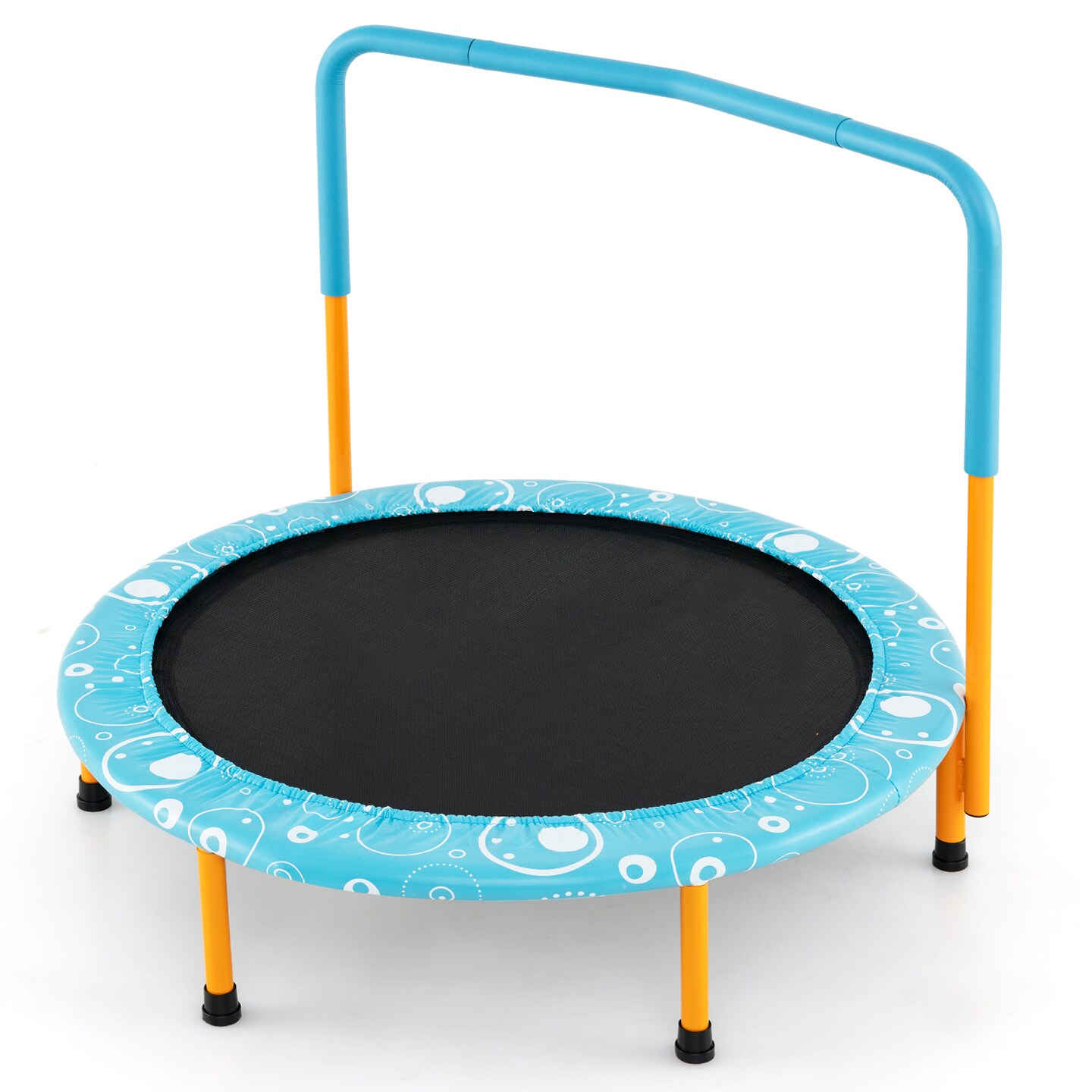 Foldable 36 Inch Trampoline for Kids with Anti-Slip Foot Pads and Handrail