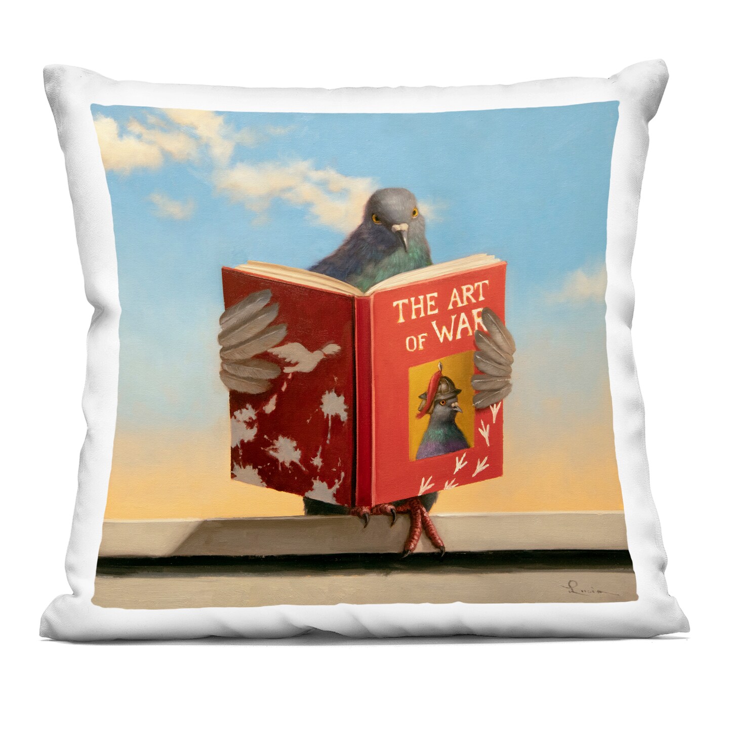 Stupell Industries Pigeon Reading Classic Literature Decorative Printed Throw Pillow, design by Lucia Heffernan, 18 x 7 x 18