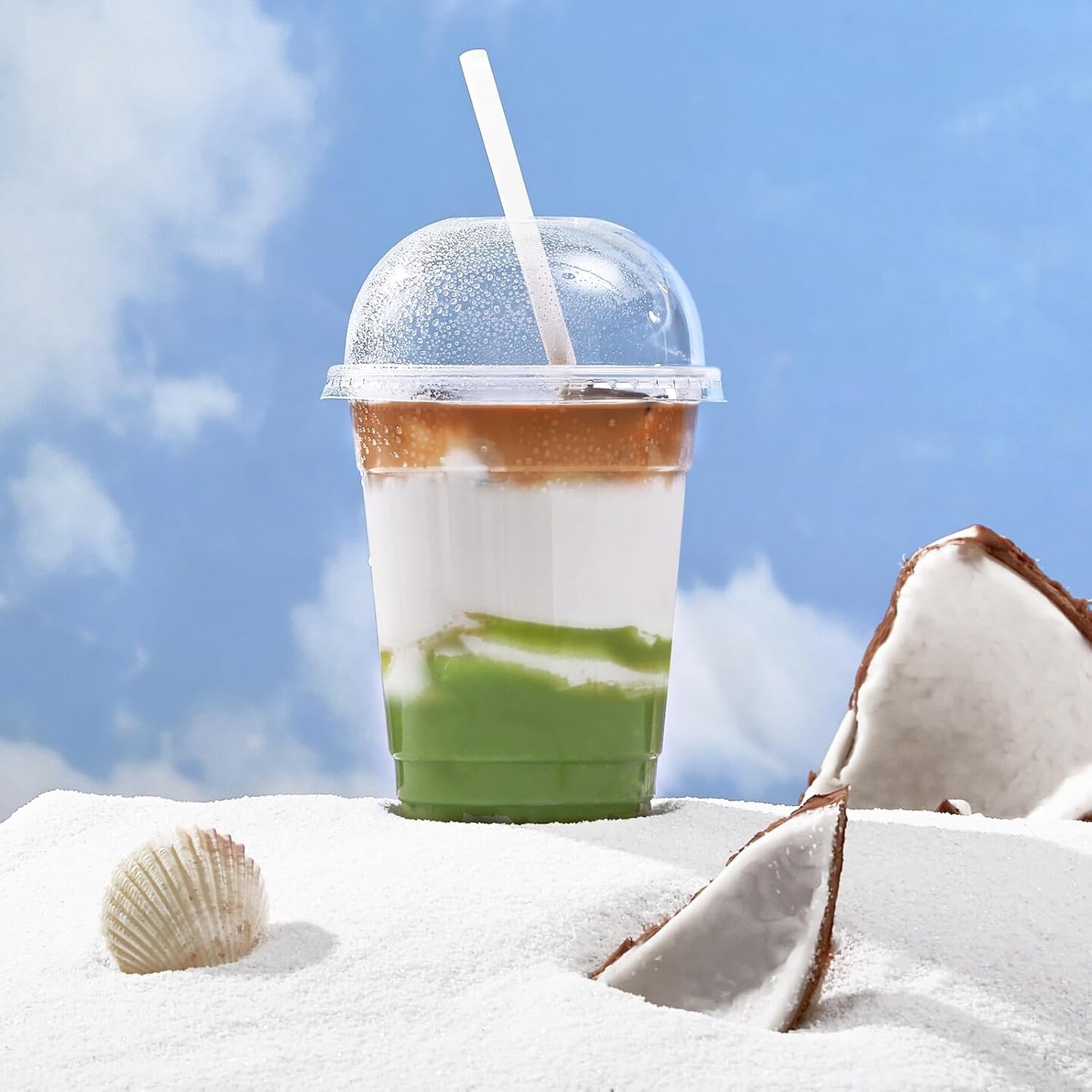 100 PACK 12 oz Clear Plastic Cups with Dome Lids, Disposable Dessert Parfait Cups for Ice Cream, Iced Cold Coffee Drinks, Cupcake, Fruit for Party