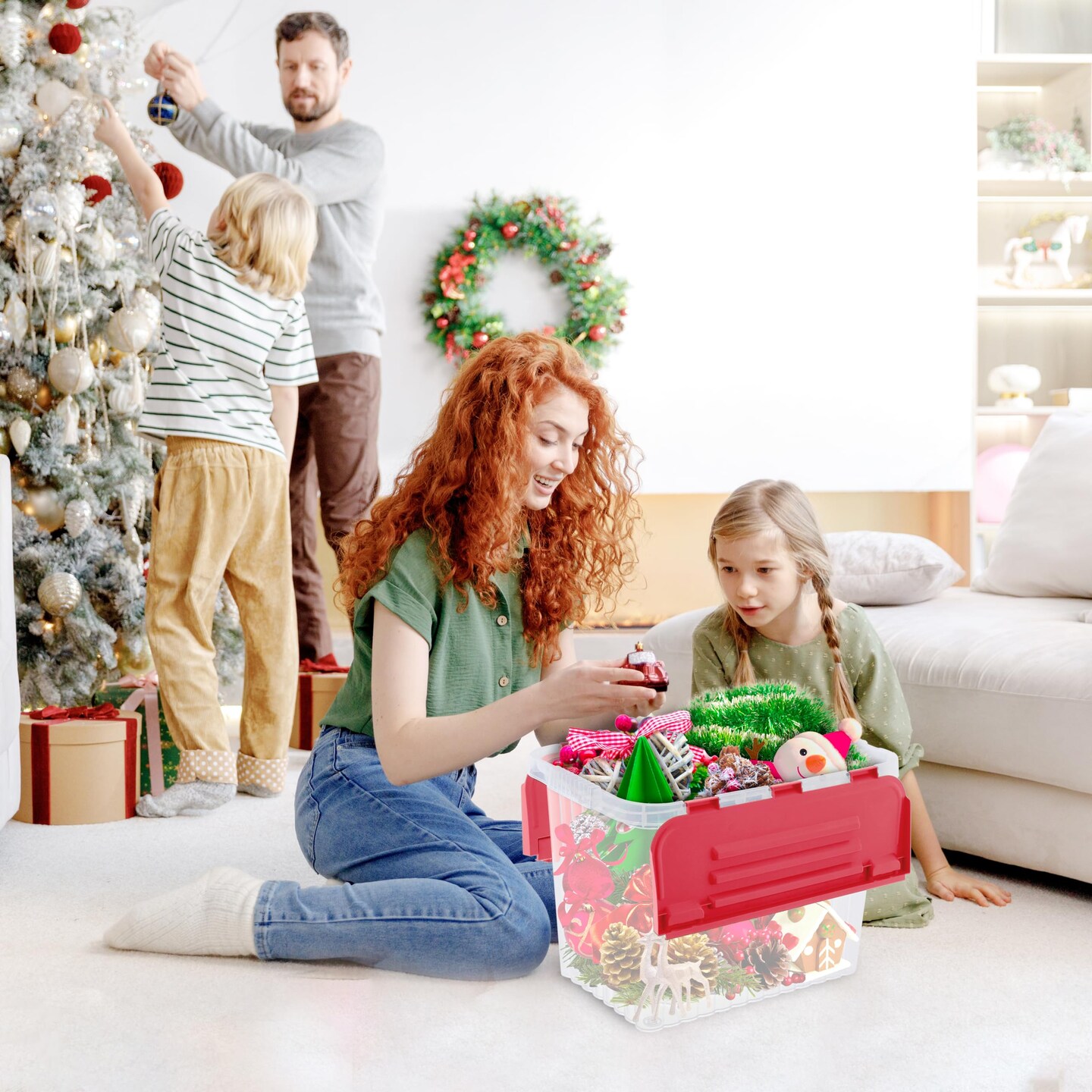 Superio Storage Box with Hinged Lids, Plastic Container Bins for Organizing with Attached Lid, Stackable Crates, BPA Free, Organizers for Home, Office, Dorm