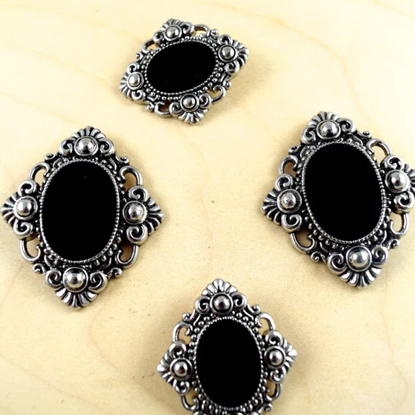 1 Piece Vintage Gothic Silver Cameo Pendants Large 2.25 x 2 Inch