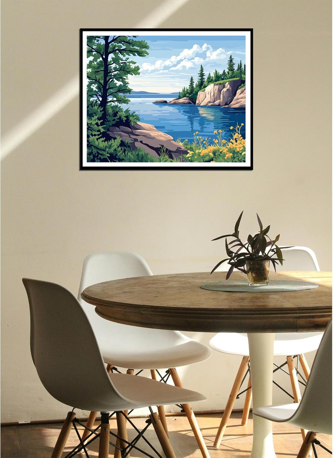 Superior Lake Paint by Numbers Kit for Adults – Minnesota & Michigan Mountains and Lakes DIY Oil Painting on 16×20" Canvas, Unframed, Perfect for Home Decor